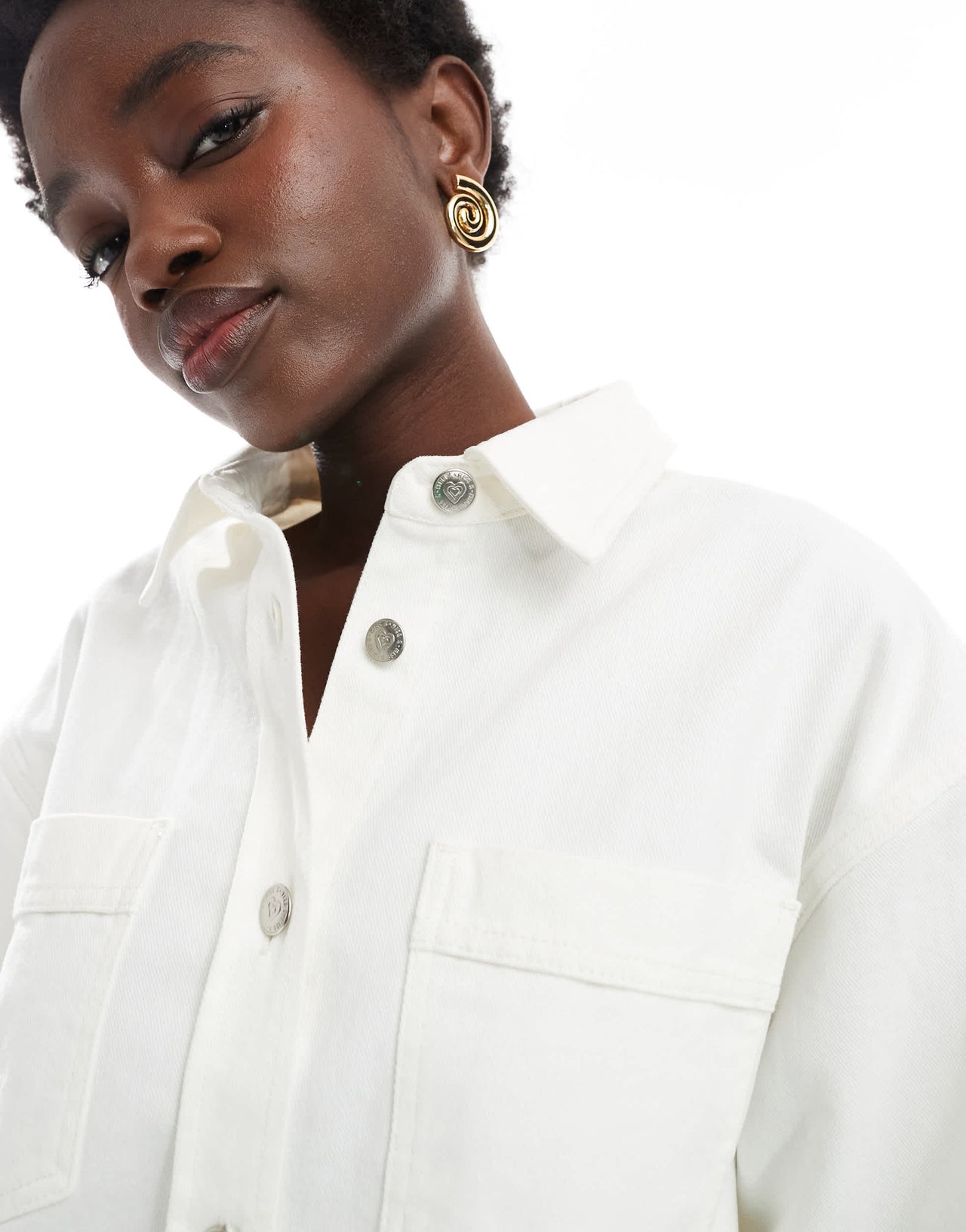 Miss Selfridge oversized button up mid wash denim shirt dress in ecru wash