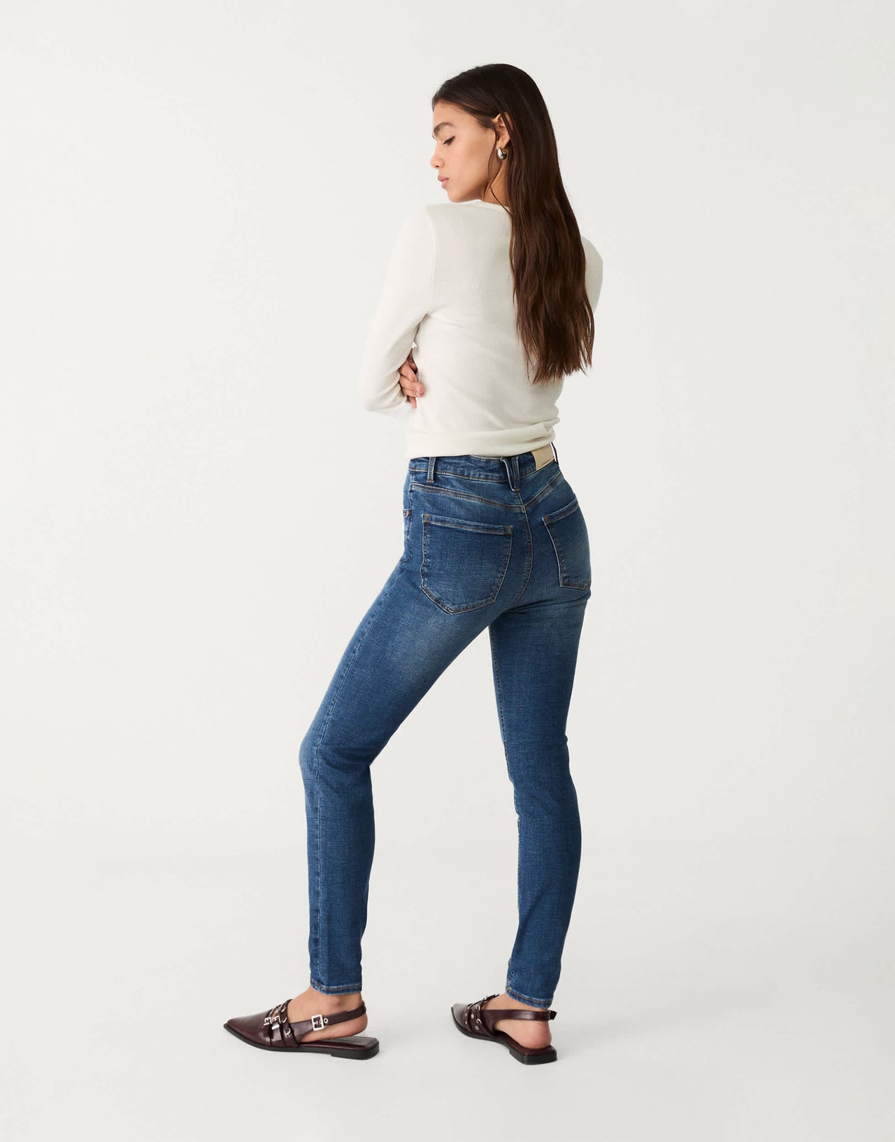 Stradivarius D09 super high waist skinny jean in dark blue