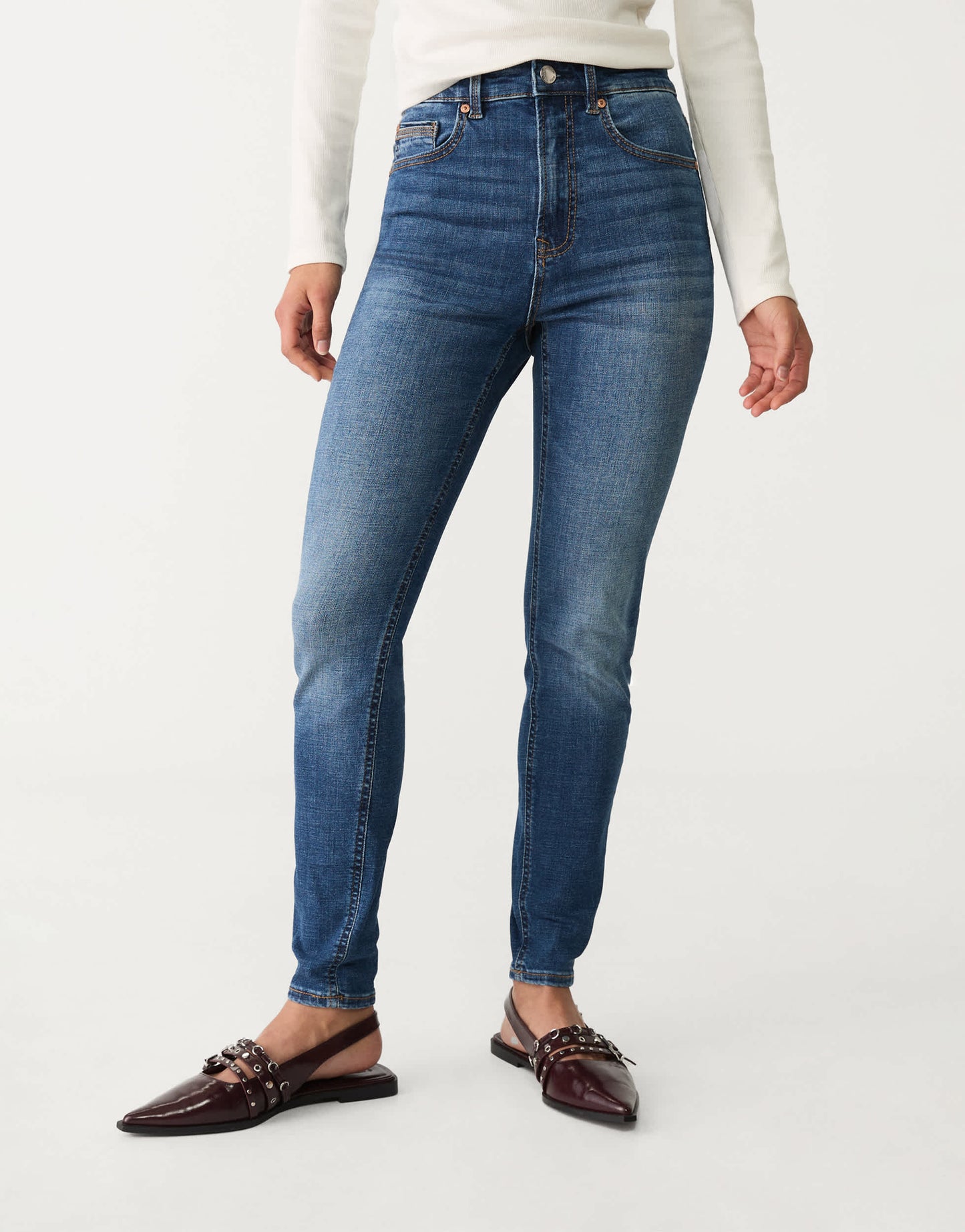 Stradivarius D09 super high waist skinny jean in dark blue
