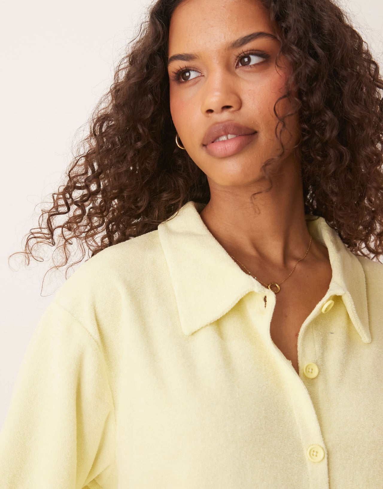 ASOS DESIGN oversized towelling shirt co-ord in lemon