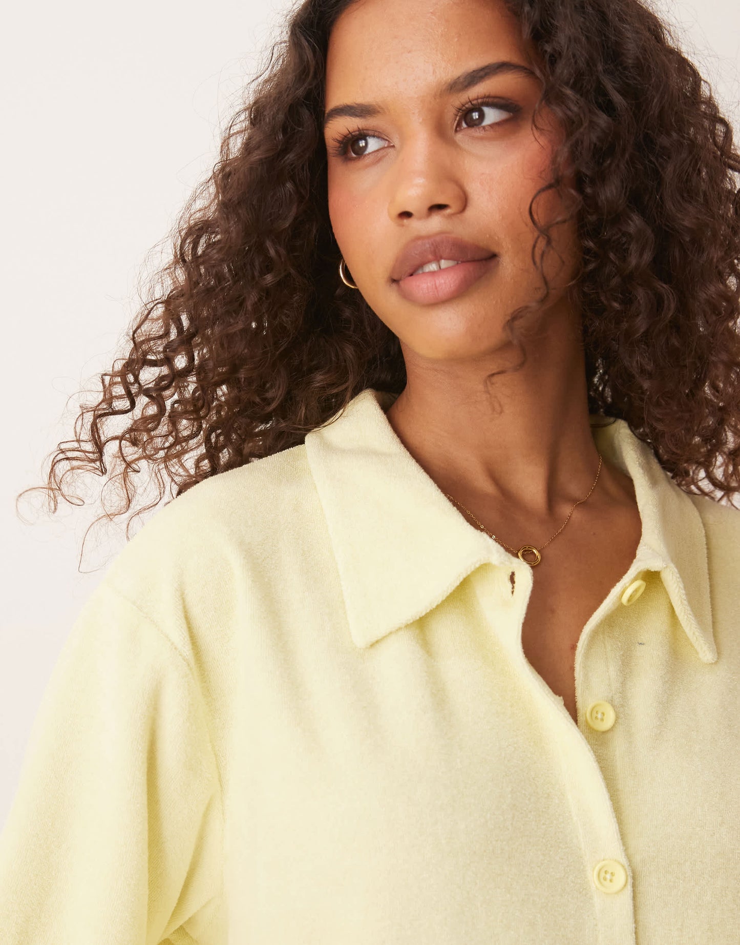 ASOS DESIGN oversized towelling shirt co-ord in lemon