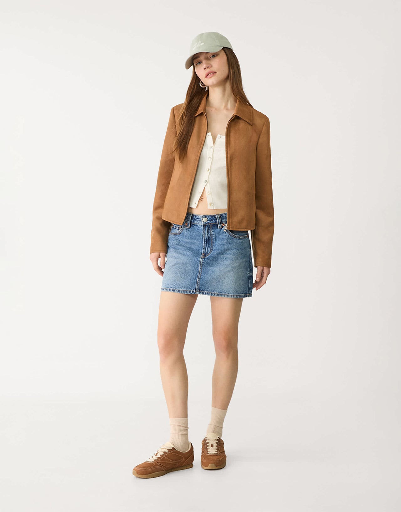 Stradivarius D60 denim mini skirt in light blue