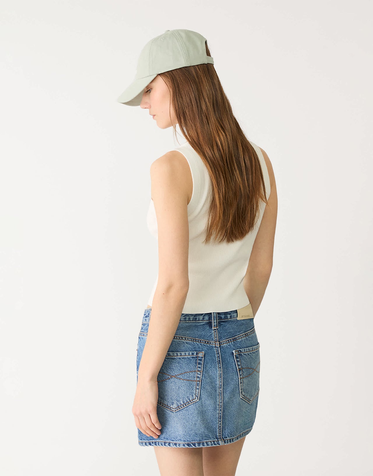 Stradivarius D60 denim mini skirt in light blue