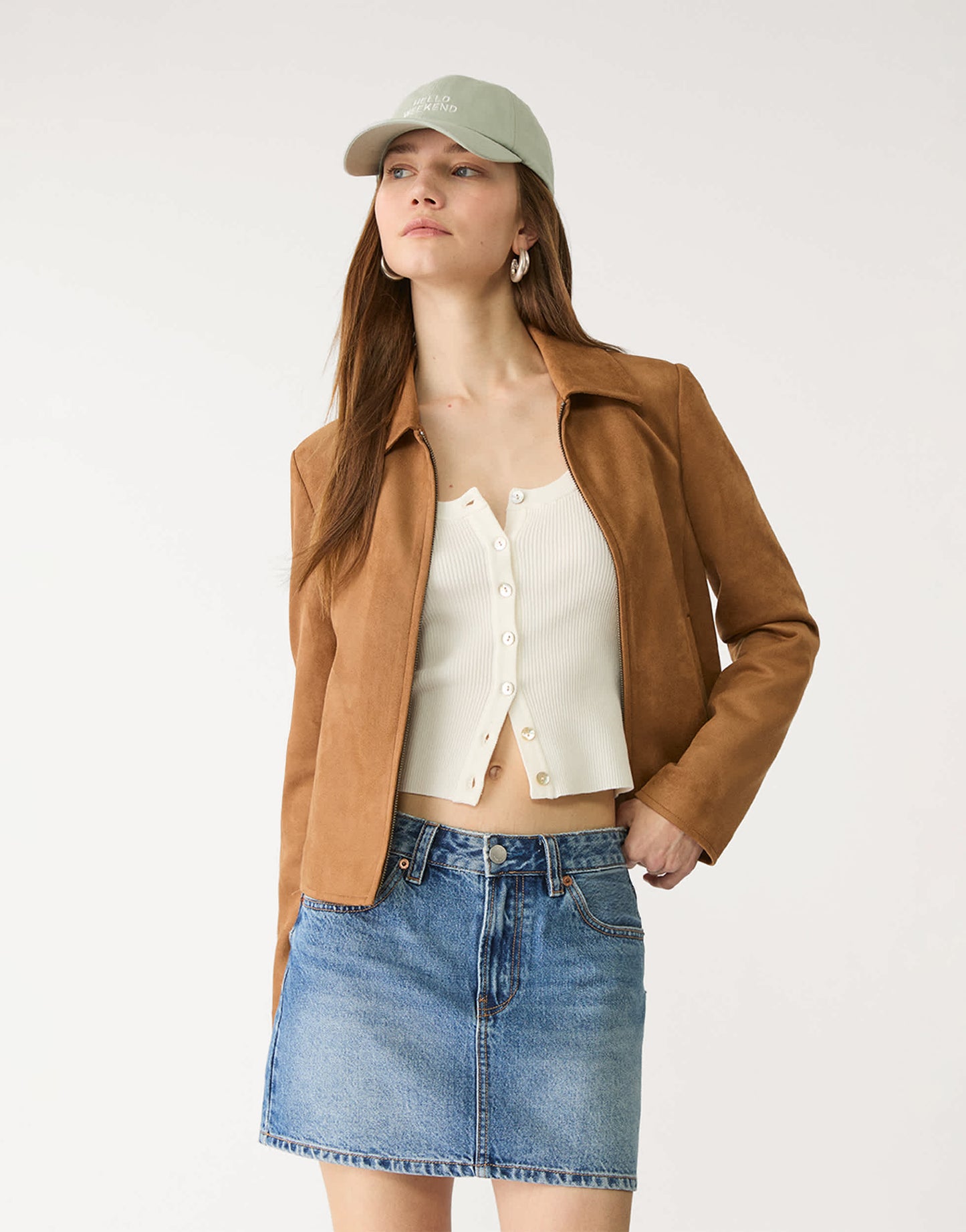 Stradivarius D60 denim mini skirt in light blue