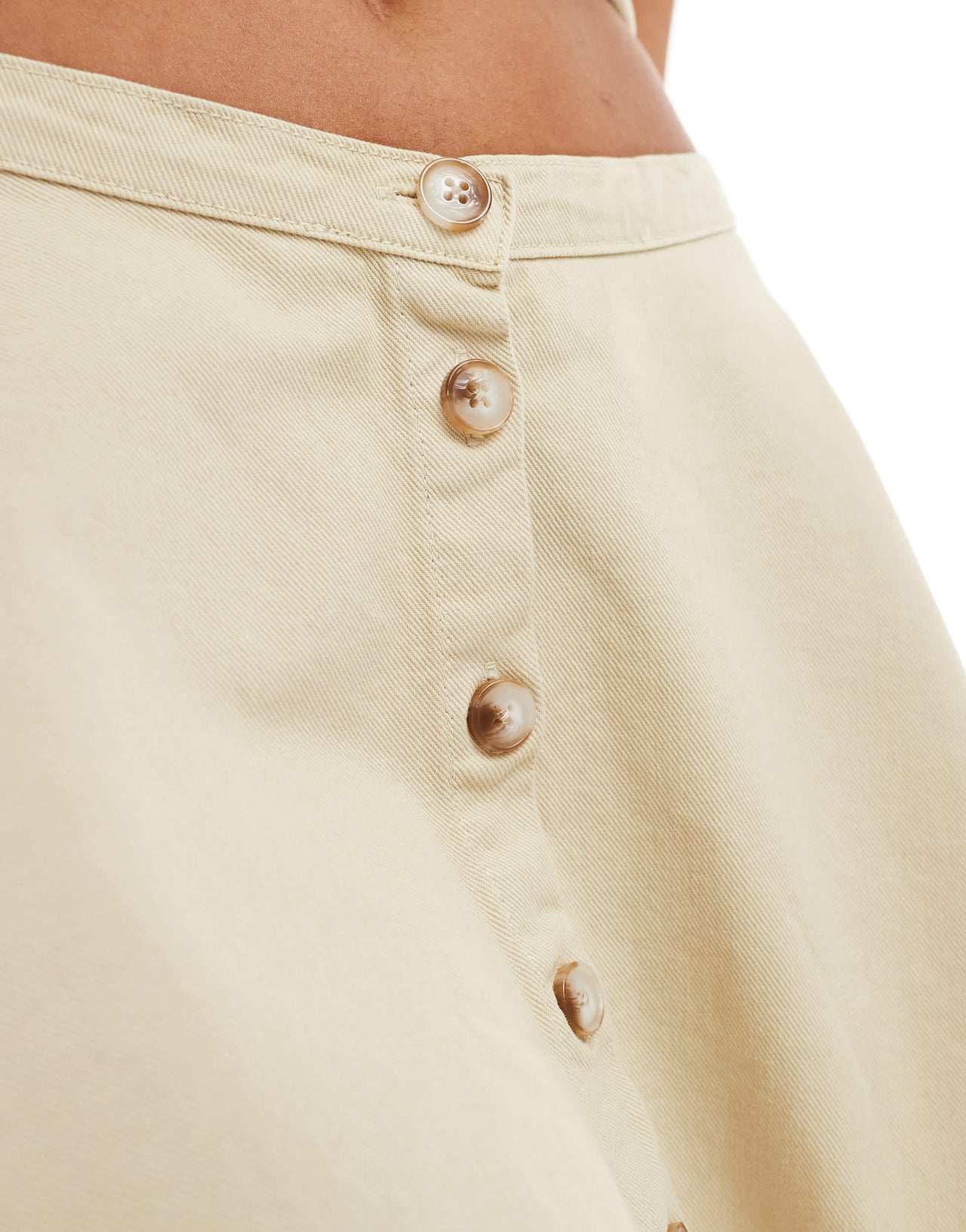 ASOS DESIGN denim frill mini skirt co-ord in sand