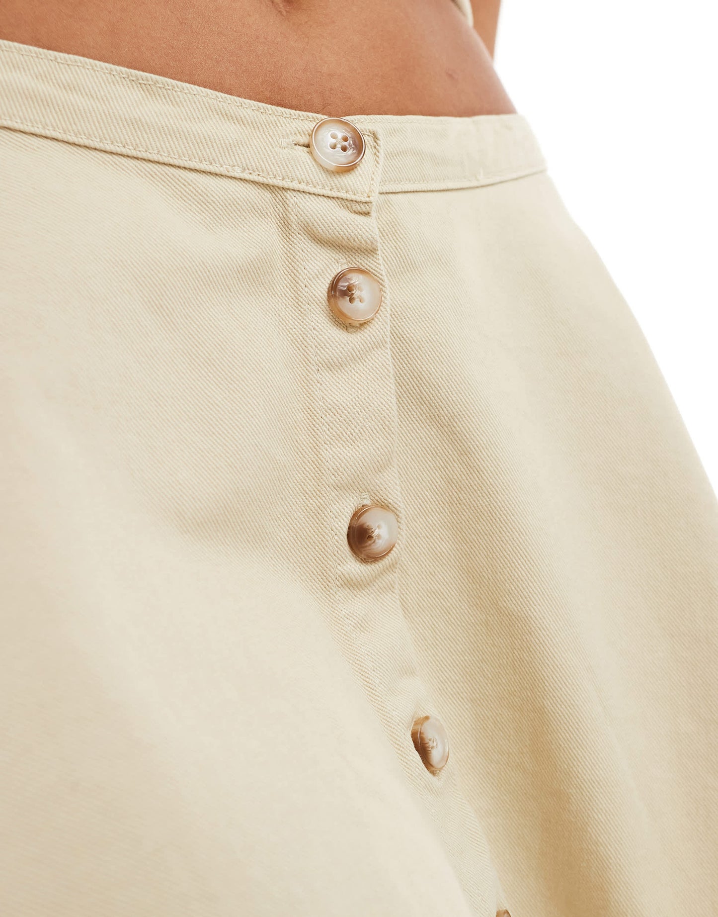 ASOS DESIGN denim frill mini skirt co-ord in sand