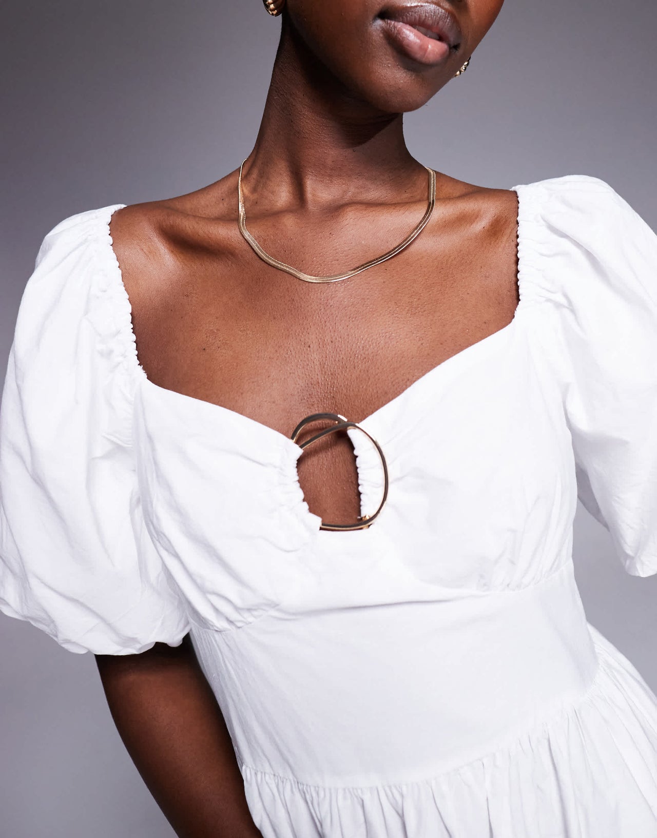 River Island poplin trim detailed mini dress in white