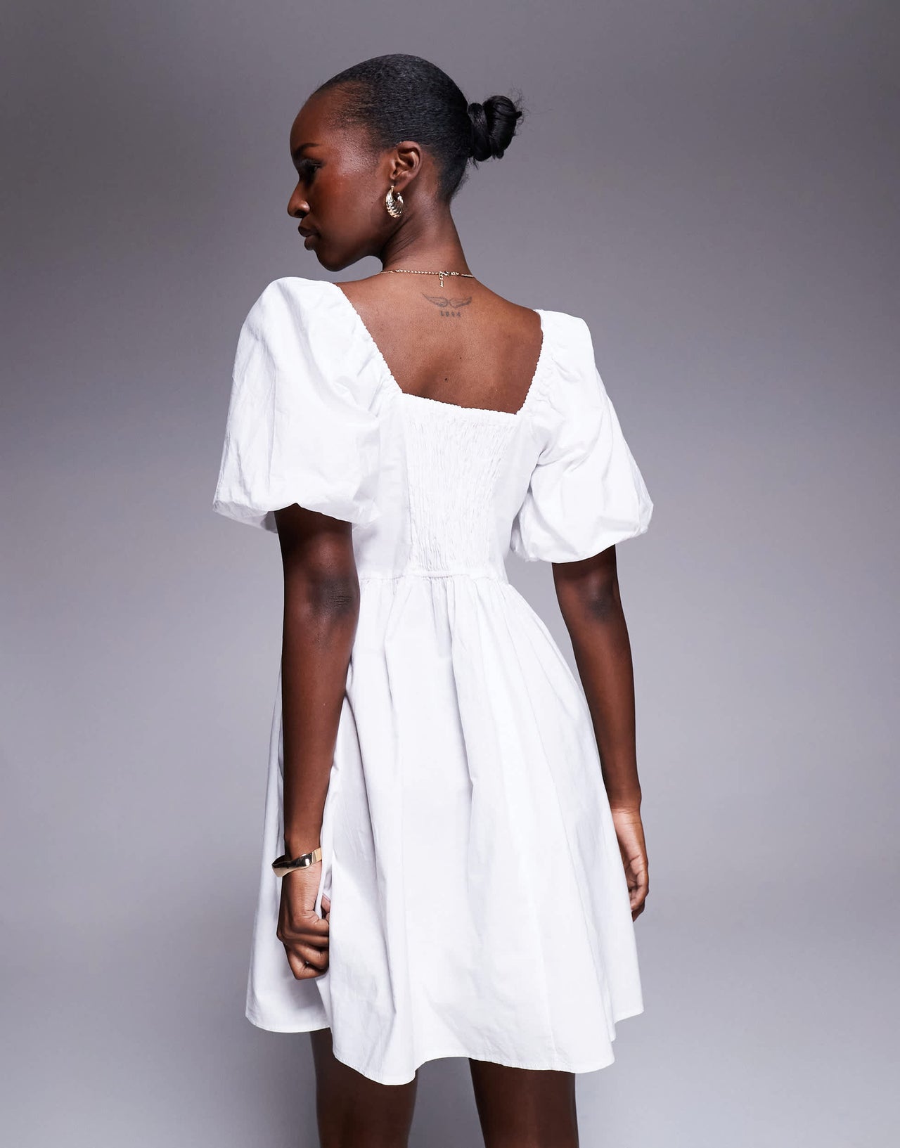 River Island poplin trim detailed mini dress in white
