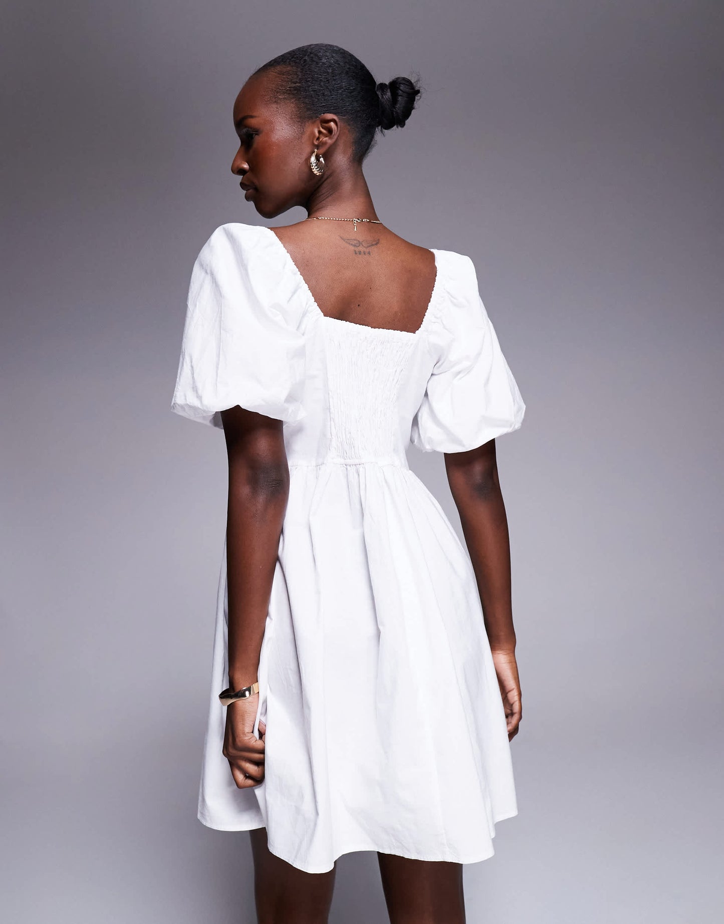 River Island poplin trim detailed mini dress in white
