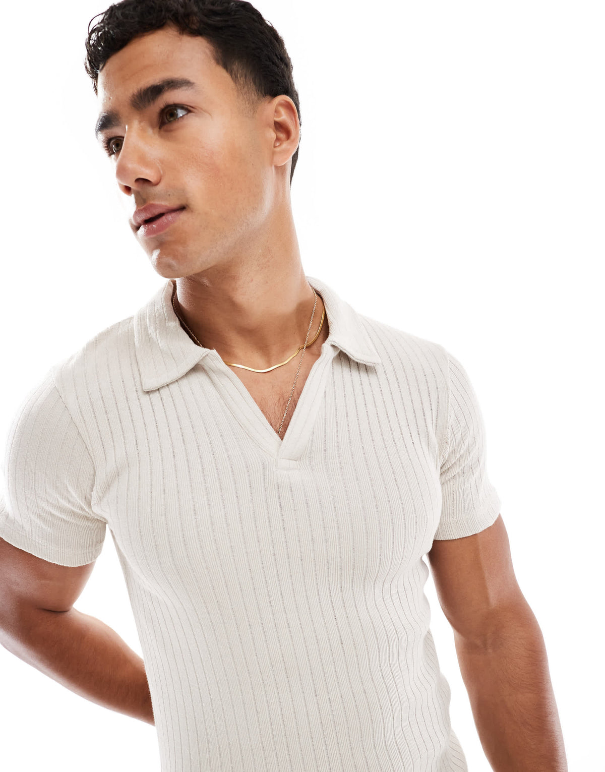 Jack & Jones muscle fit polo in beige