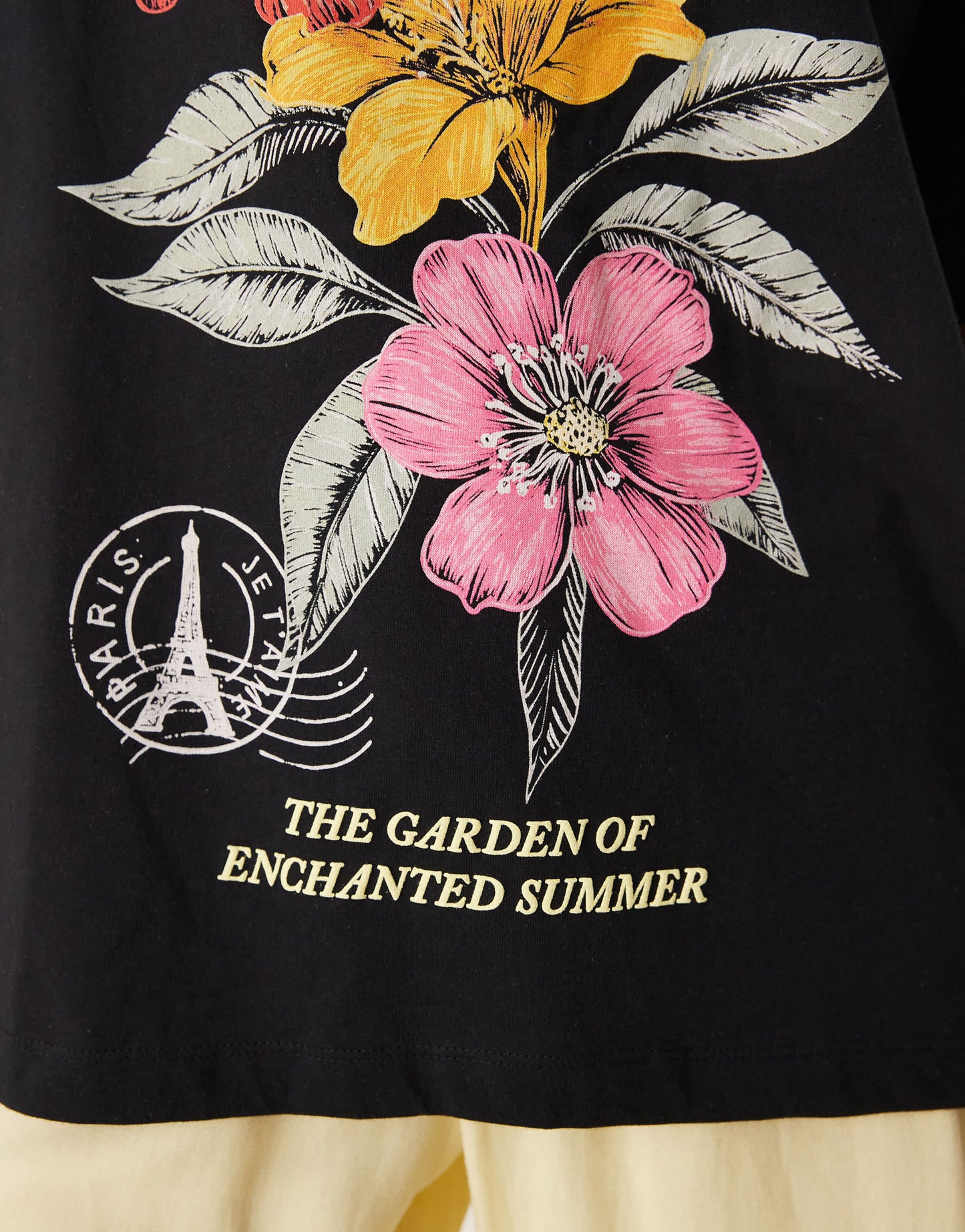 ASOS DESIGN oversized t-shirt with le jardin floral graphic in black