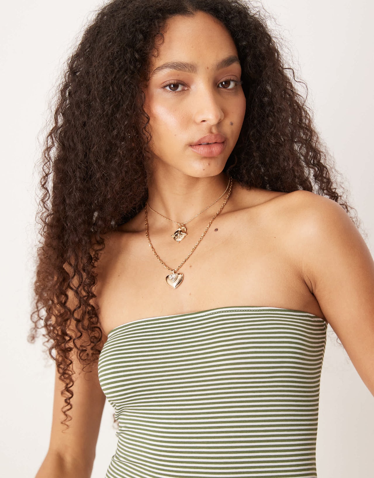ASOS DESIGN stripe bandeau co ord top in green
