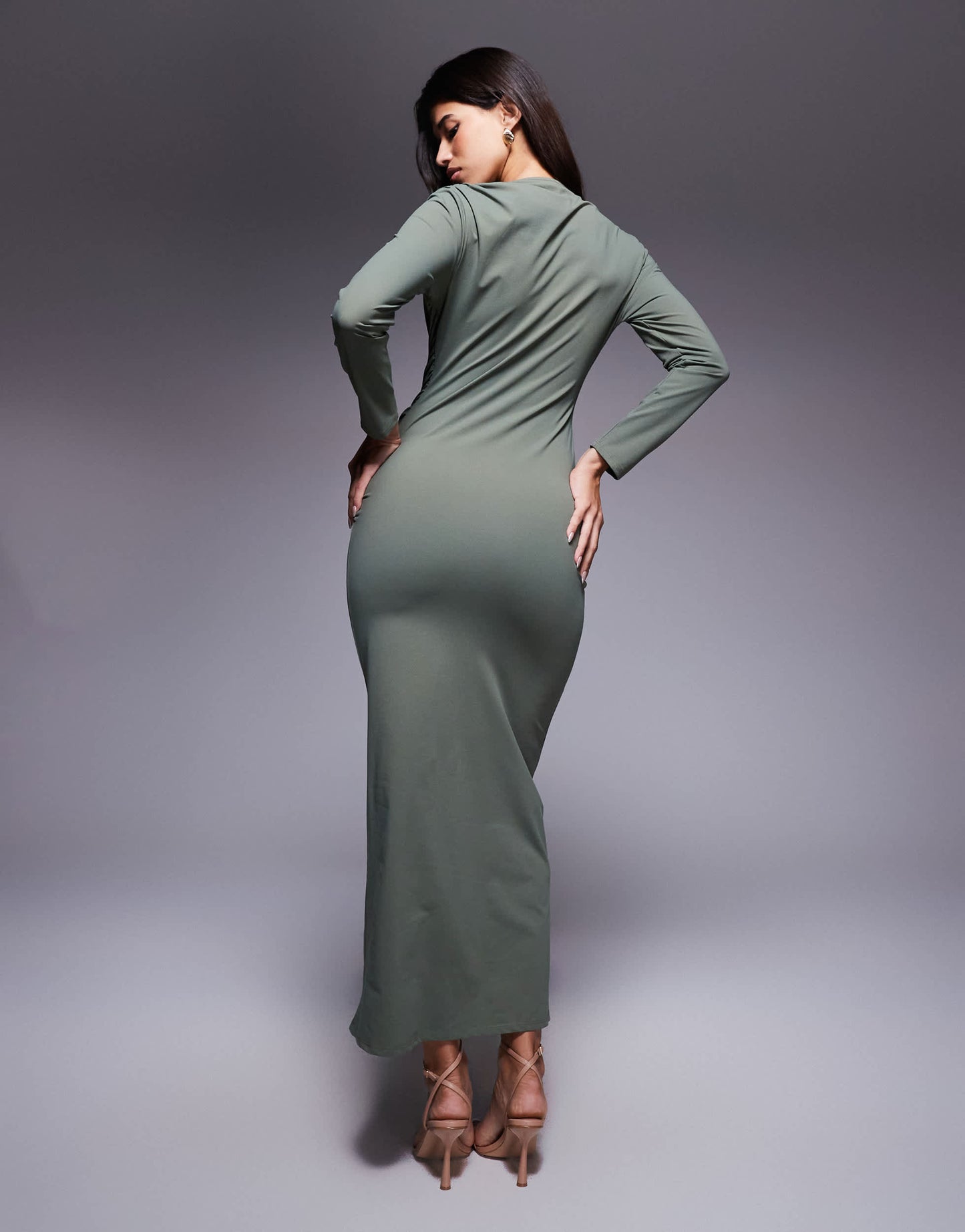 Daska ruched maxi dress in olive