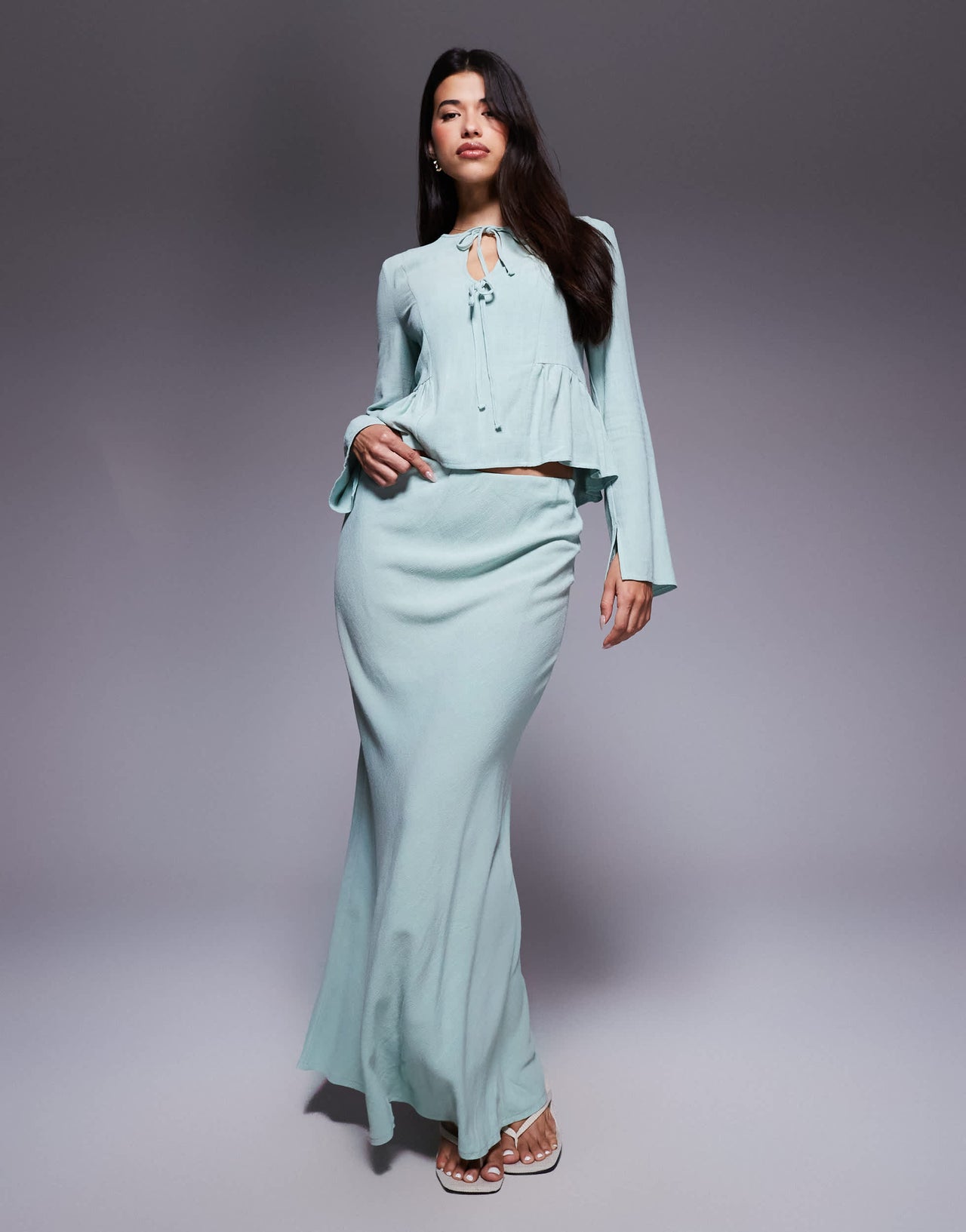Daska linen skirt co-ord in sage