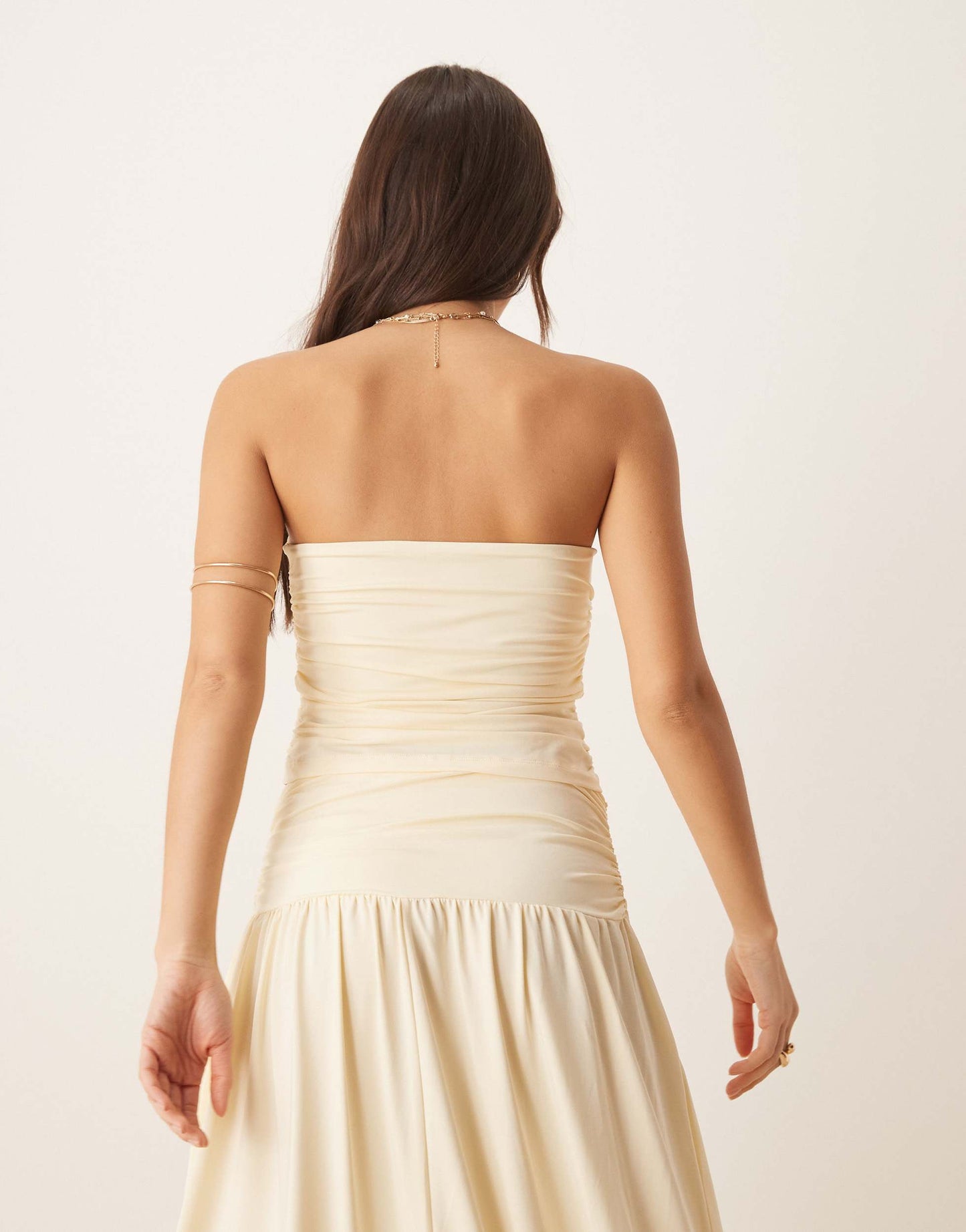 ASOS DESIGN mix & match ruched bandeau top in buttermilk