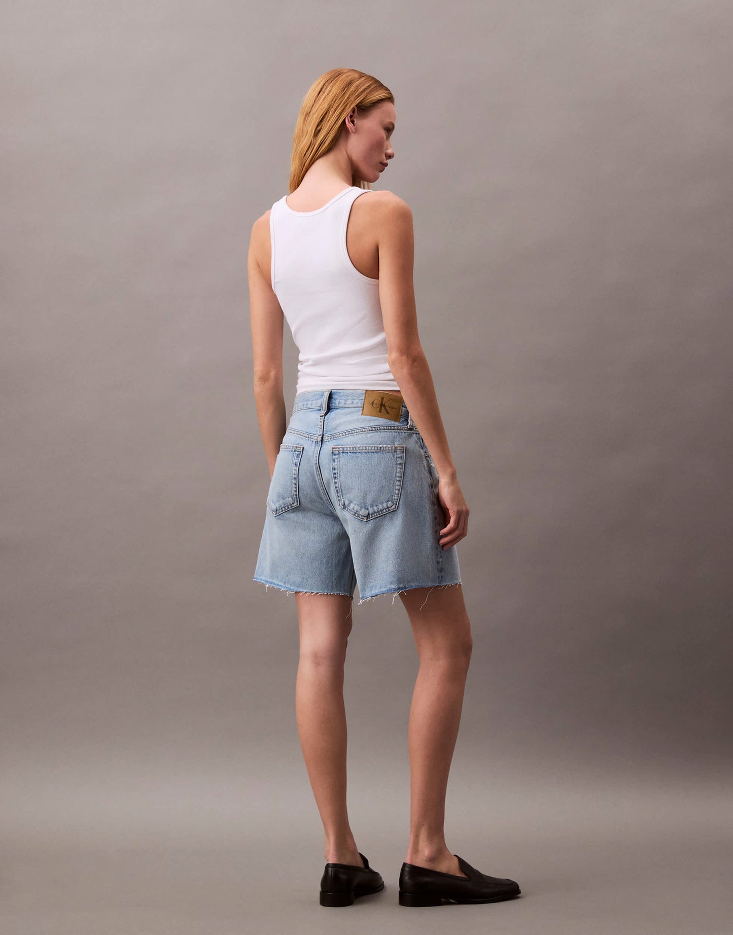 Calvin Klein Jeans signature 90s distressed denim shorts in light blue