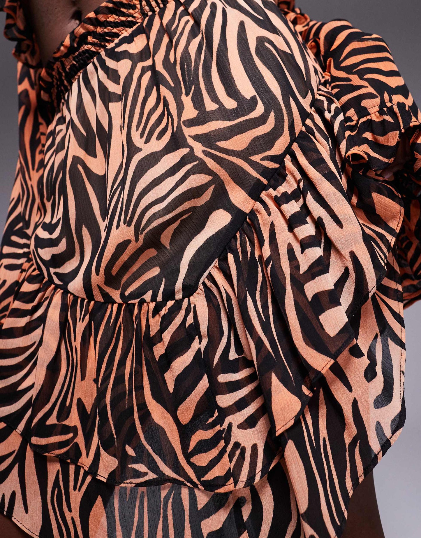 AFRM high waisted ruffle knicker short co-ord in ombre zebra