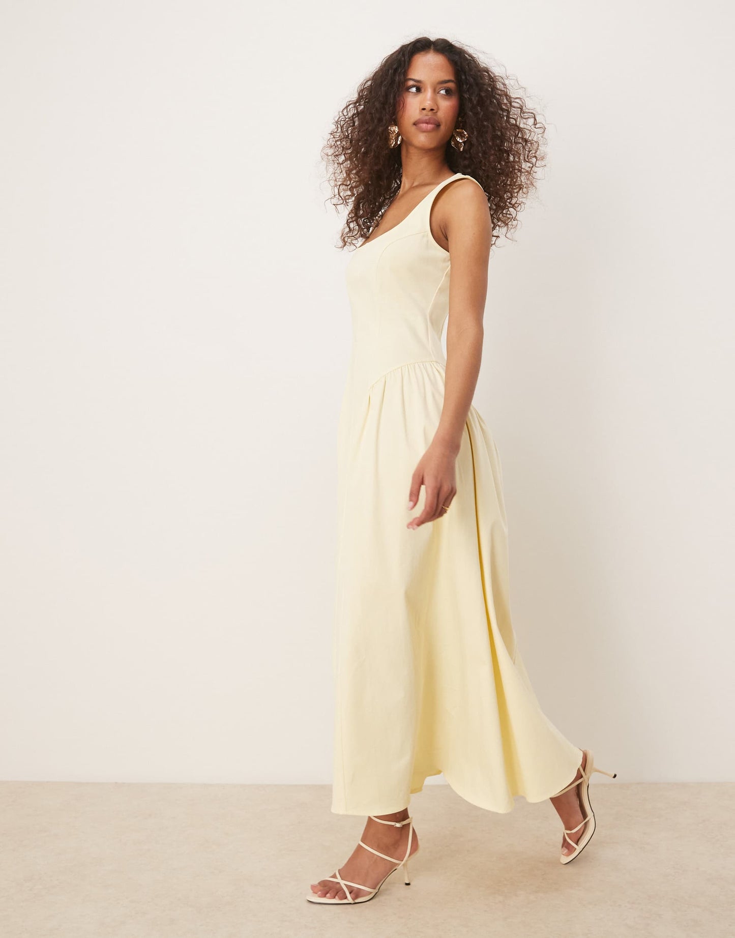 ASOS DESIGN corset seam detail maxi dress in buttermilk