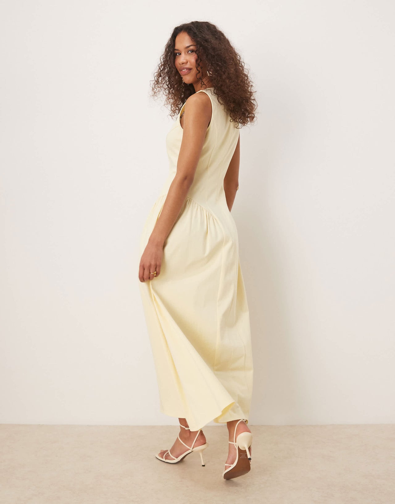 ASOS DESIGN corset seam detail maxi dress in buttermilk