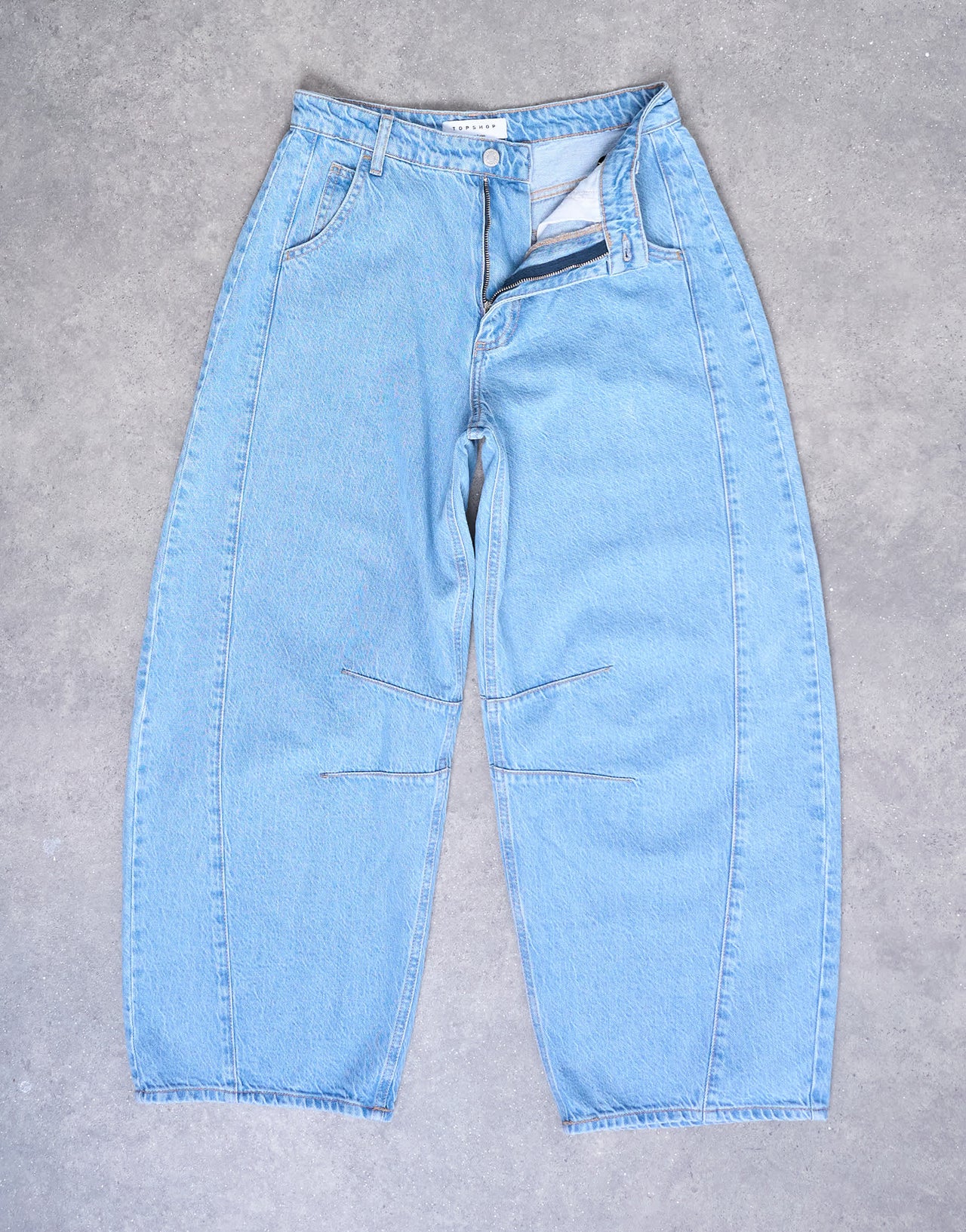 Topshop mid rise side panel barrel jean in bleach