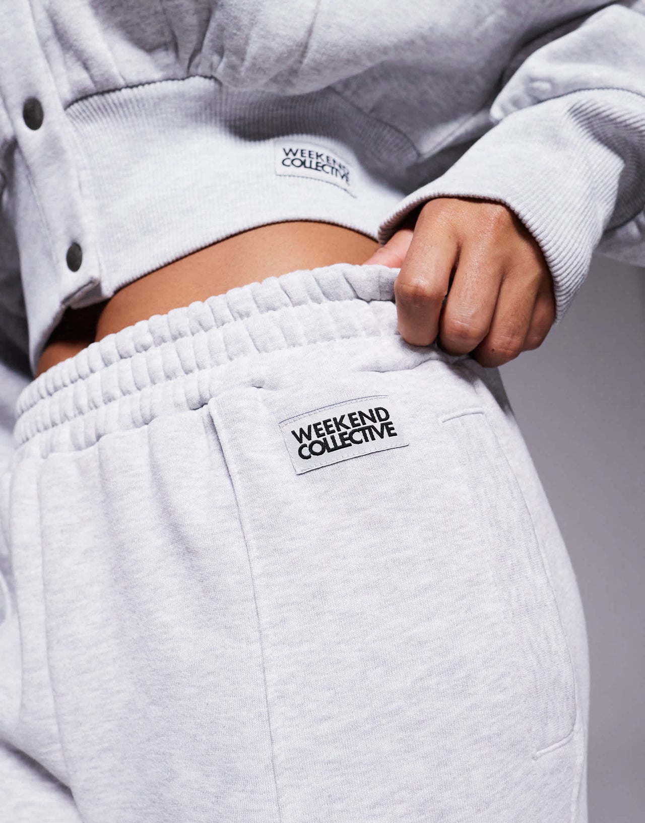 Weekend Collective wide leg jogger with pintuck in grey marl