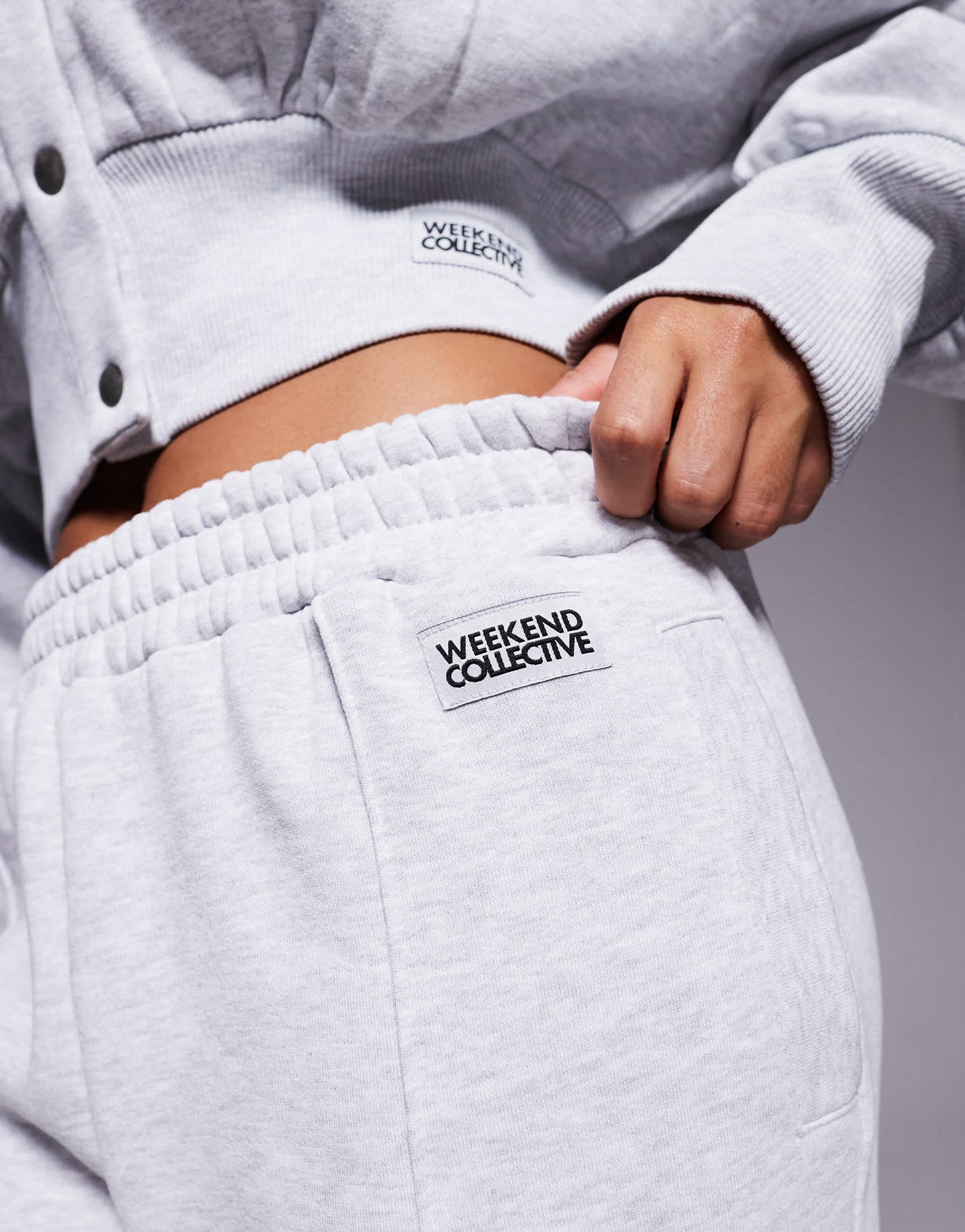 Weekend Collective wide leg jogger with pintuck in grey marl
