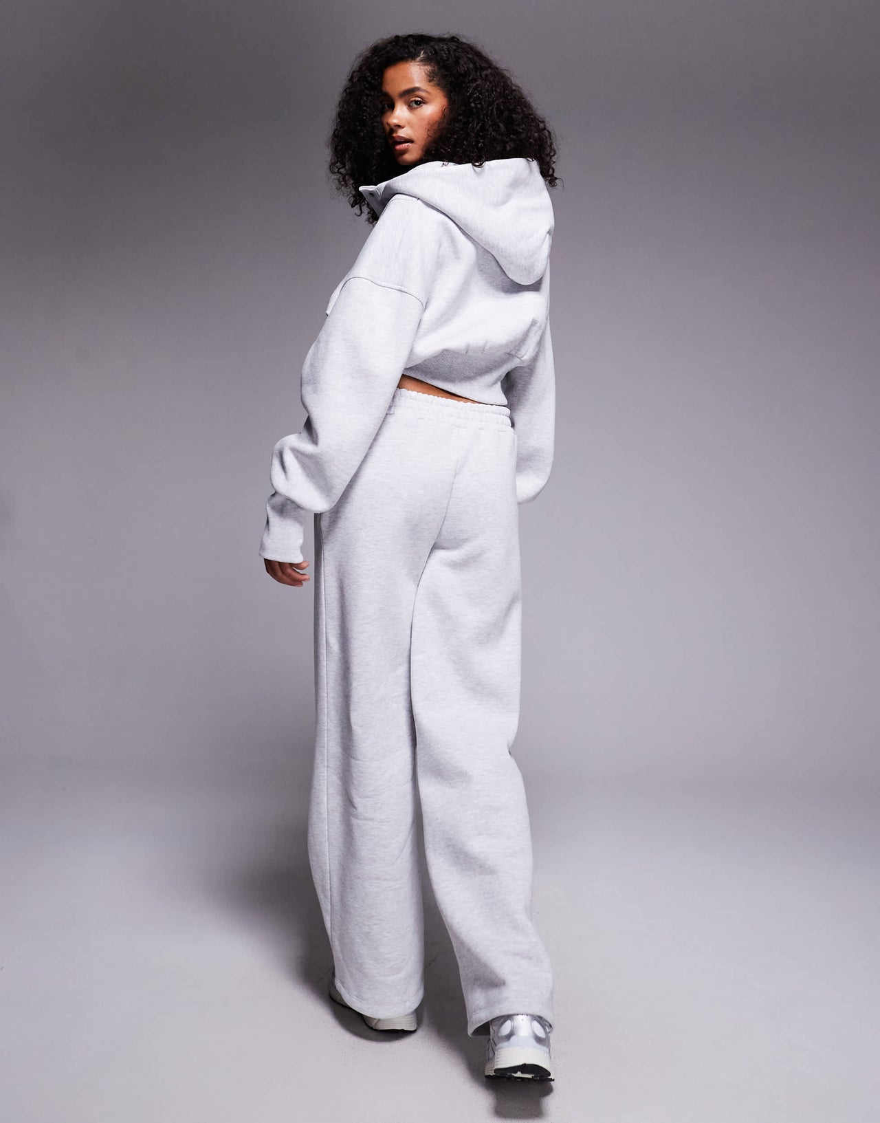 Weekend Collective wide leg jogger with pintuck in grey marl