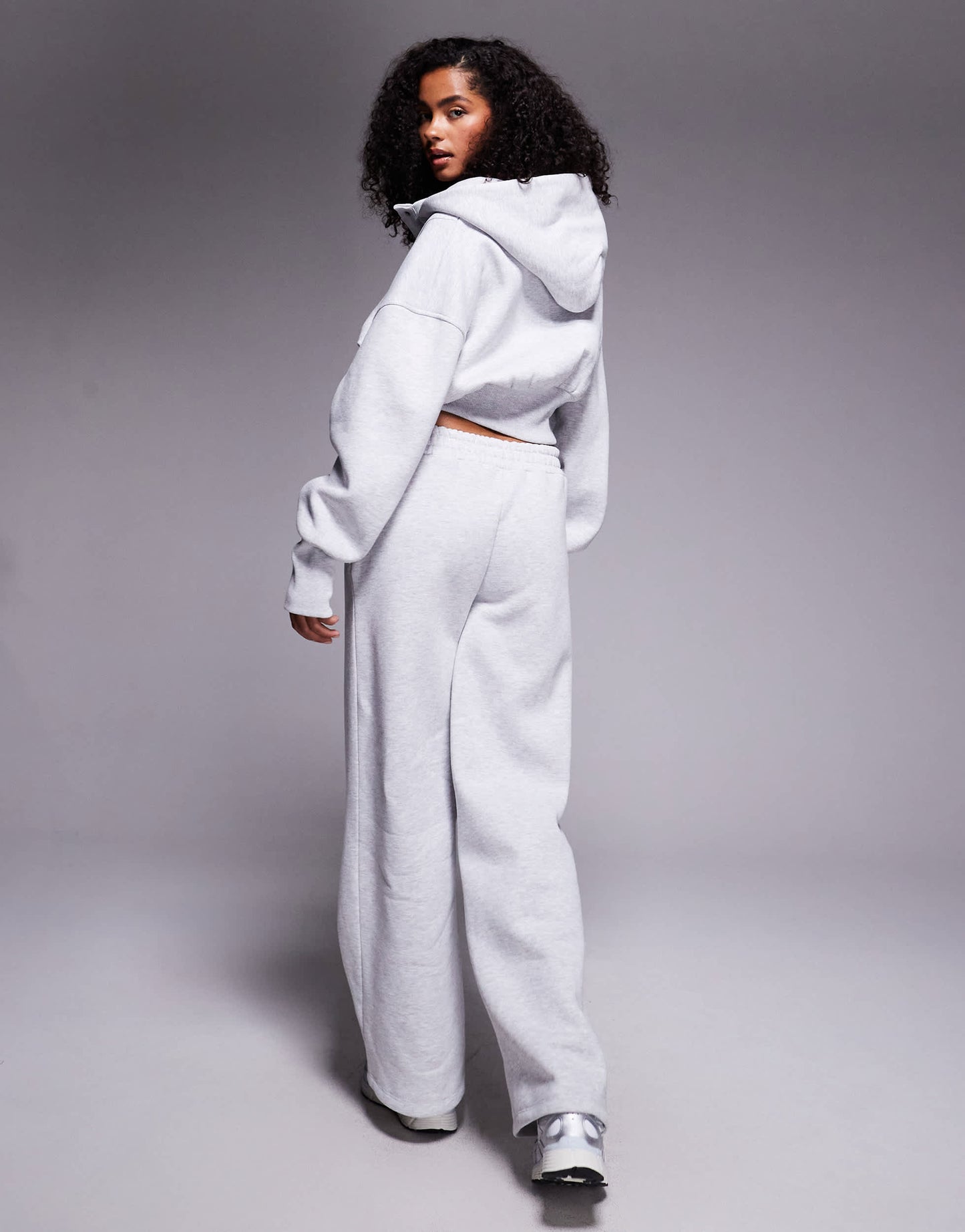 Weekend Collective wide leg jogger with pintuck in grey marl