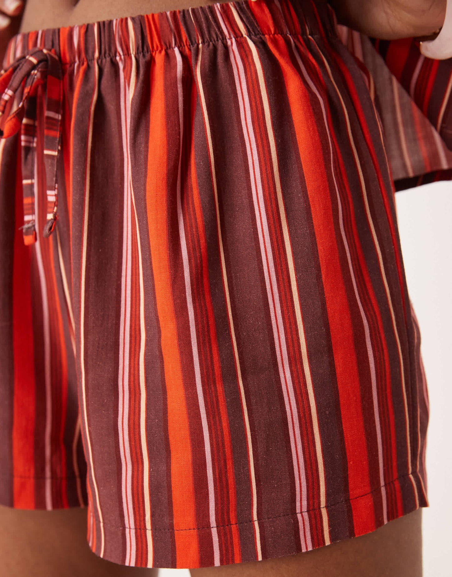 ASOS DESIGN pull on micro short in maroon stripe