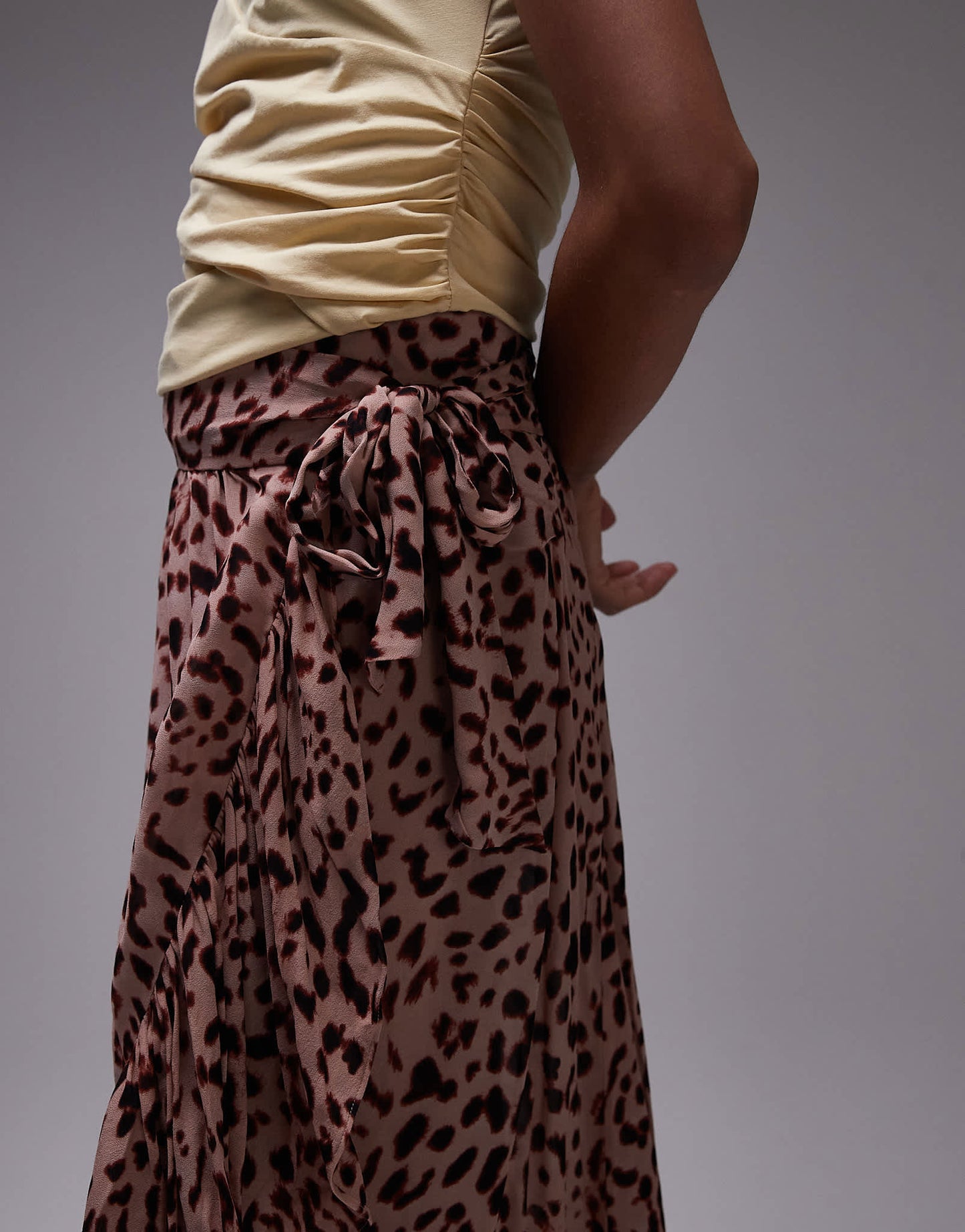 & Other Stories chiffon tiered maxi skirt with asymmetric hem in leopard print