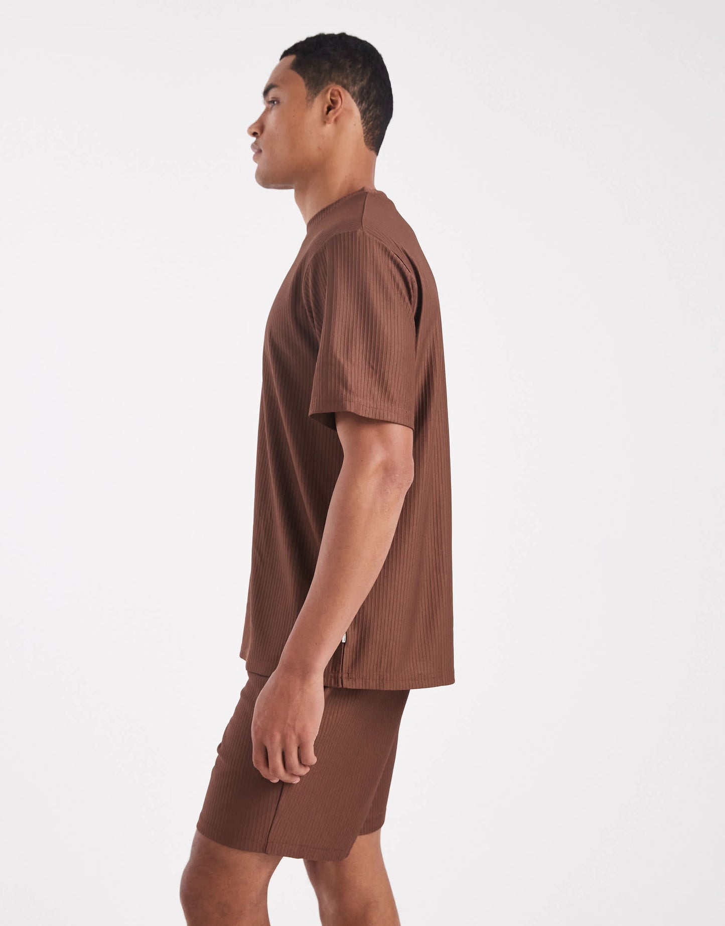 ONLY & SONS plisse pull on short co-ord in brown