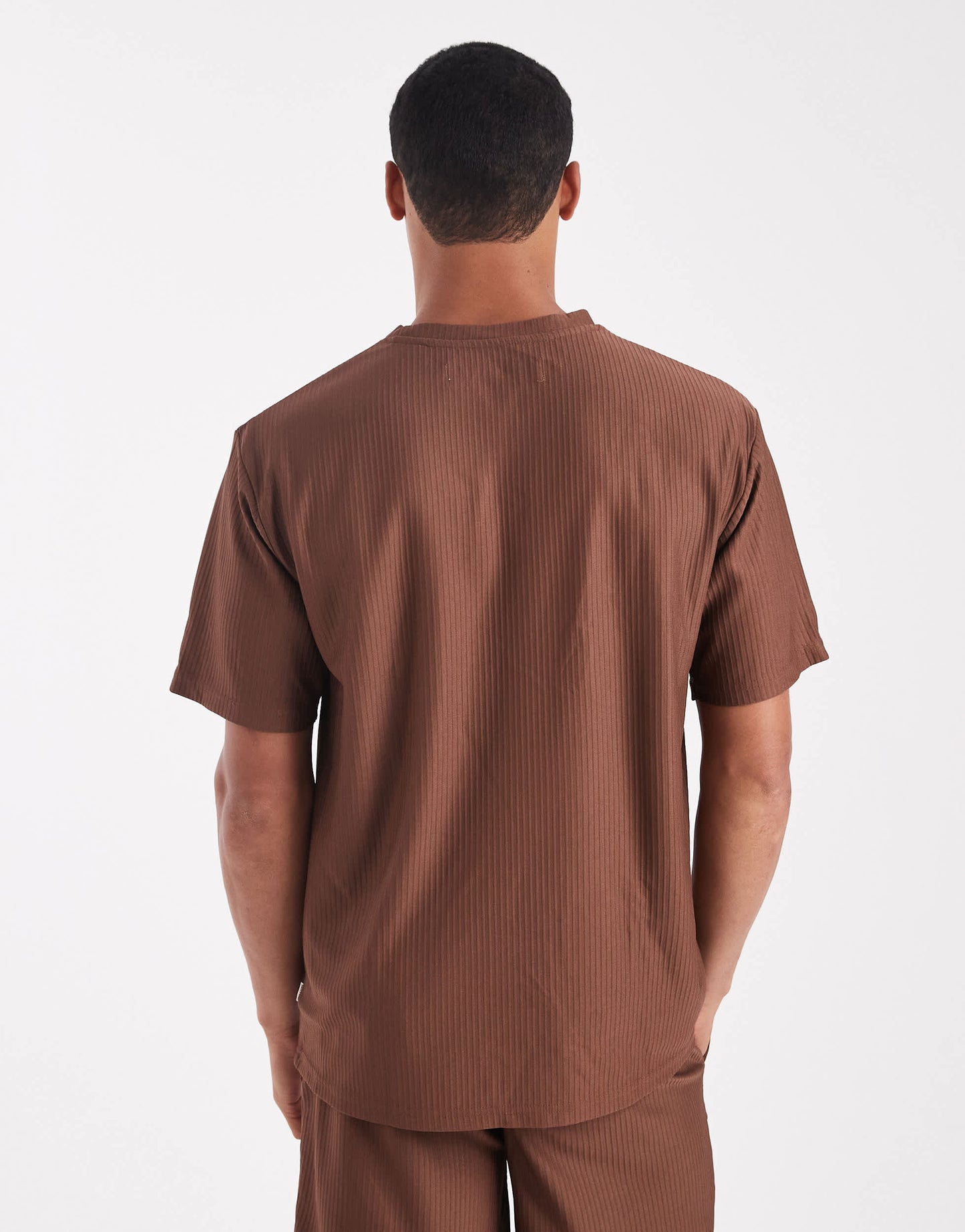 ONLY & SONS plisse oversized t-shirt co-ord in brown