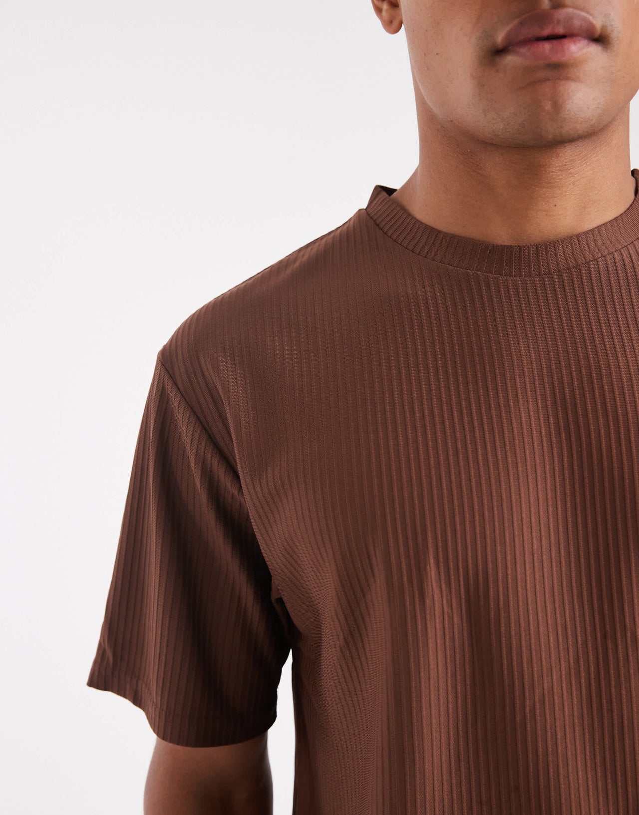ONLY & SONS plisse oversized t-shirt co-ord in brown