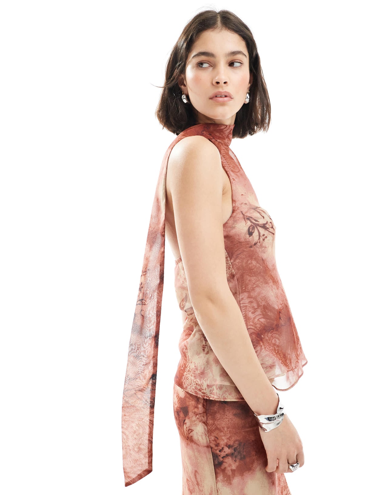 ASOS DESIGN chiffon chiffon scarf top in paisley print