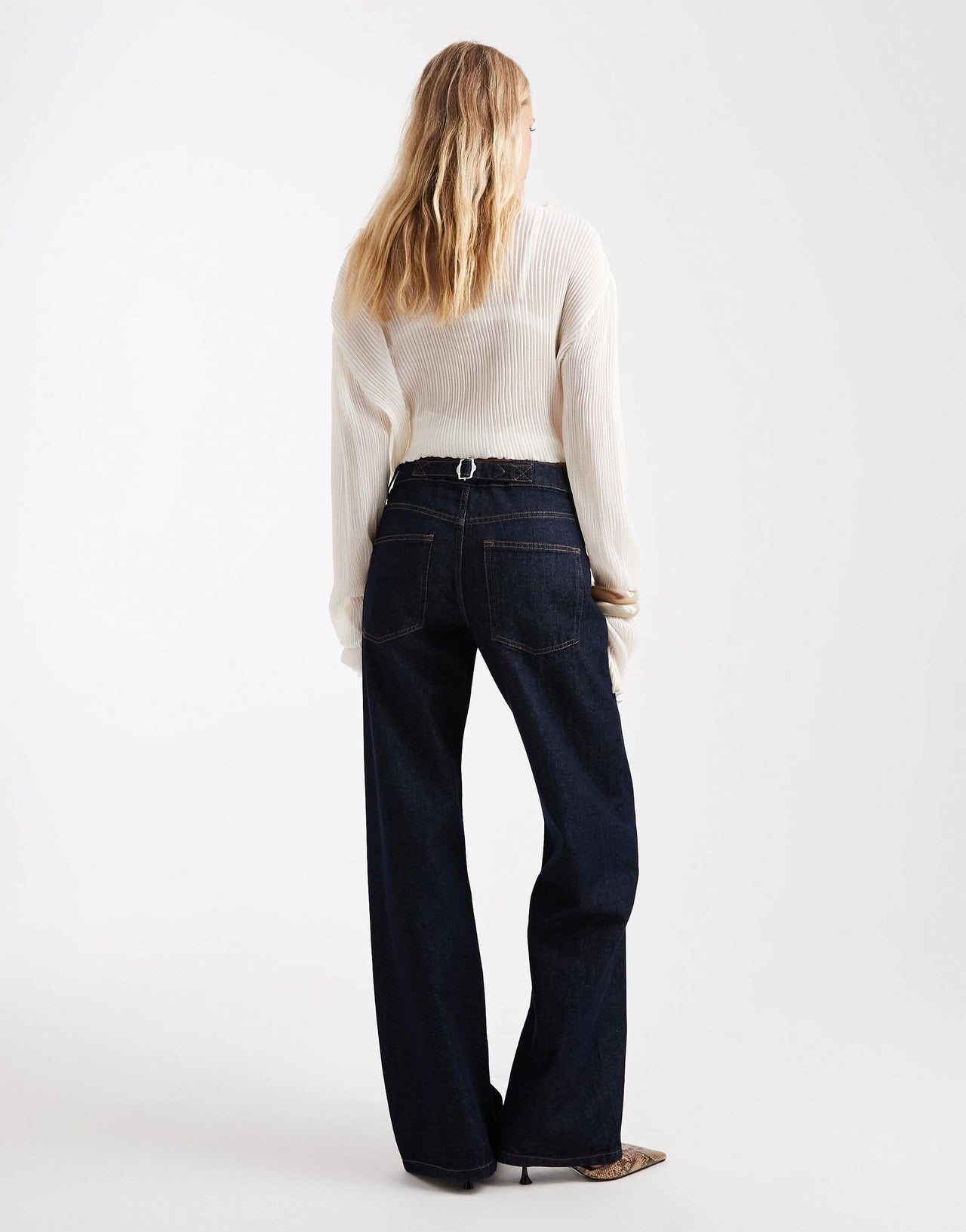 ASOS DESIGN baggy jeans with cinch back in raw denim wash