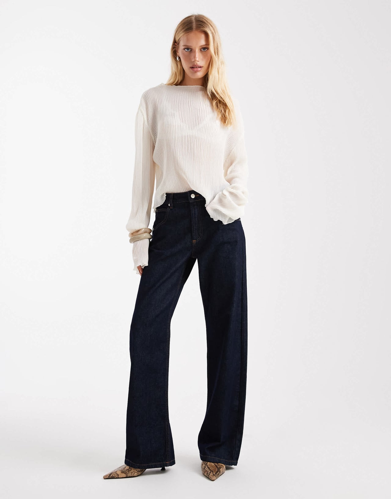 ASOS DESIGN baggy jeans with cinch back in raw denim wash