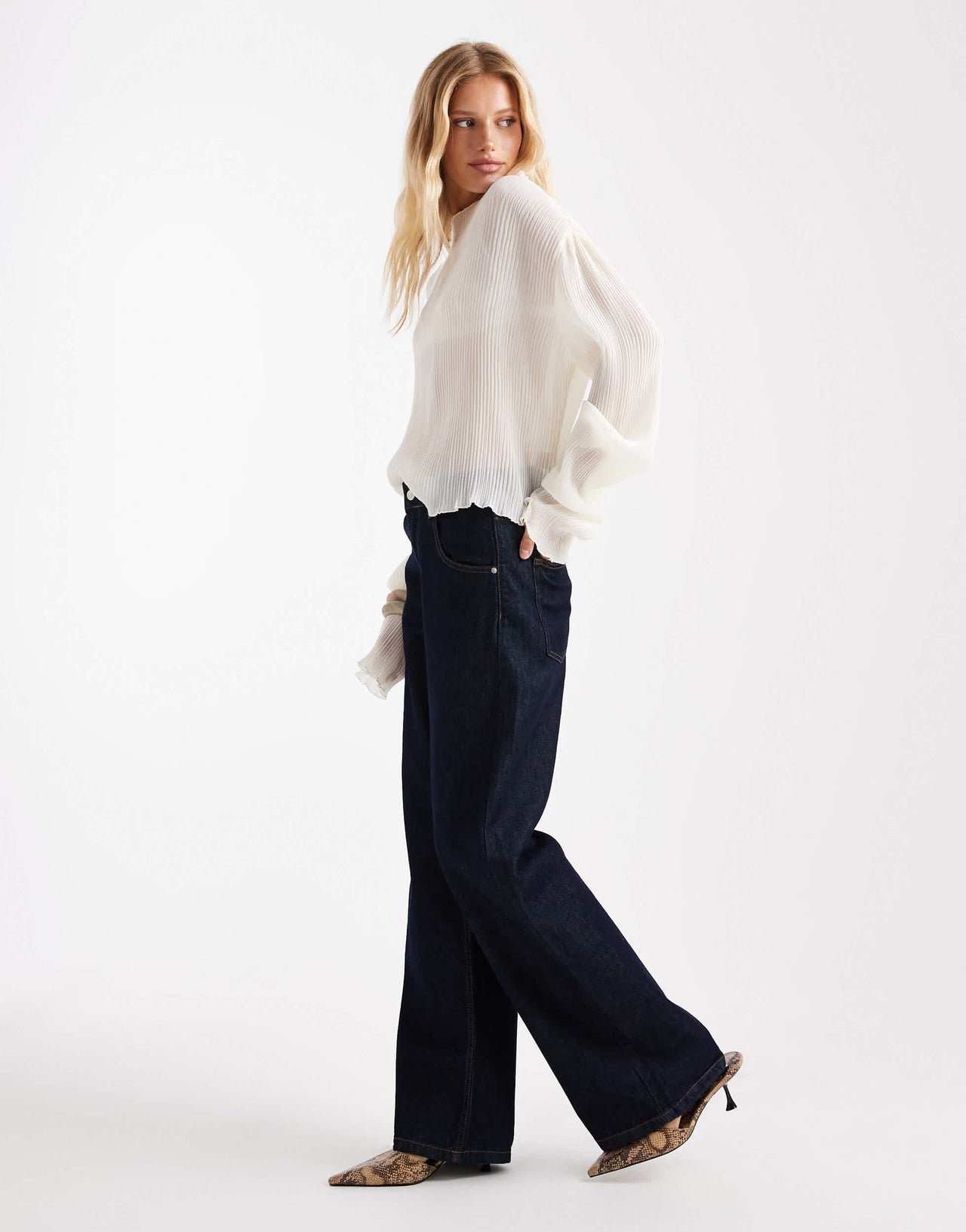 ASOS DESIGN baggy jeans with cinch back in raw denim wash