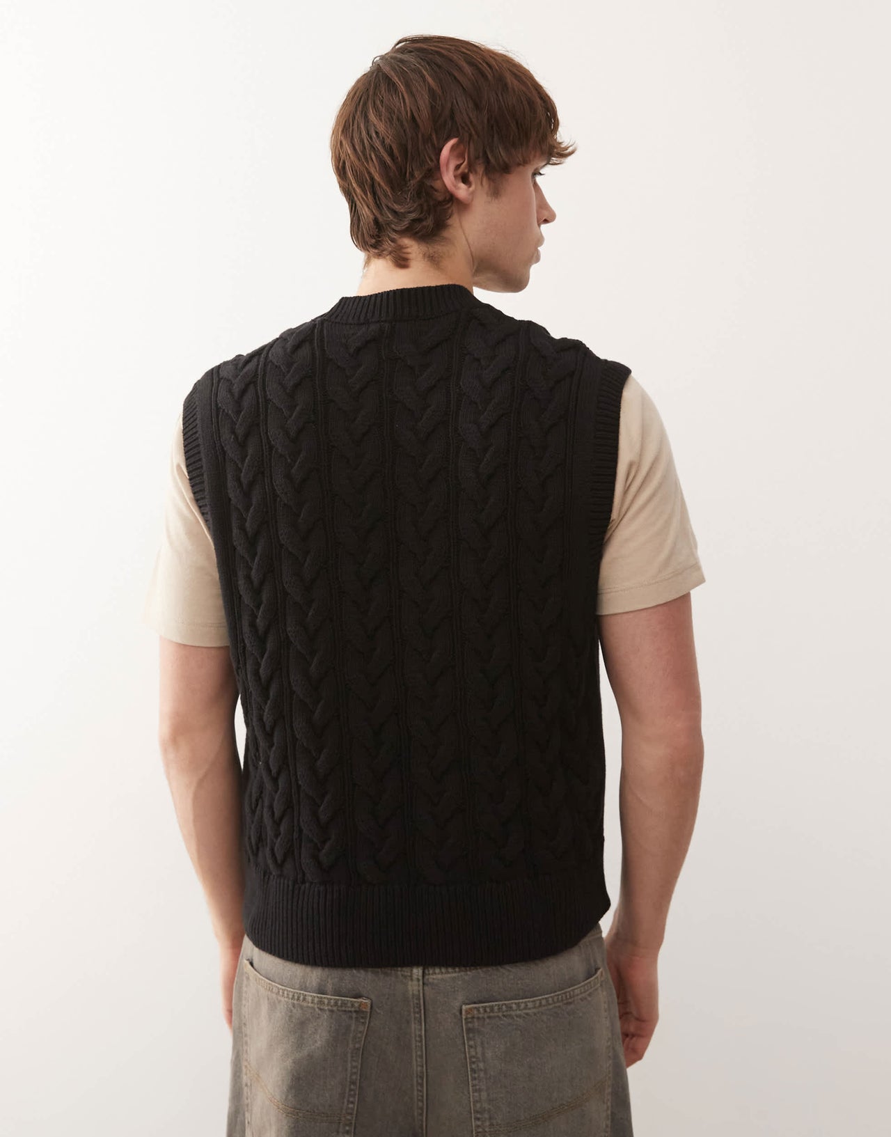 Weekday cable knit vest in black