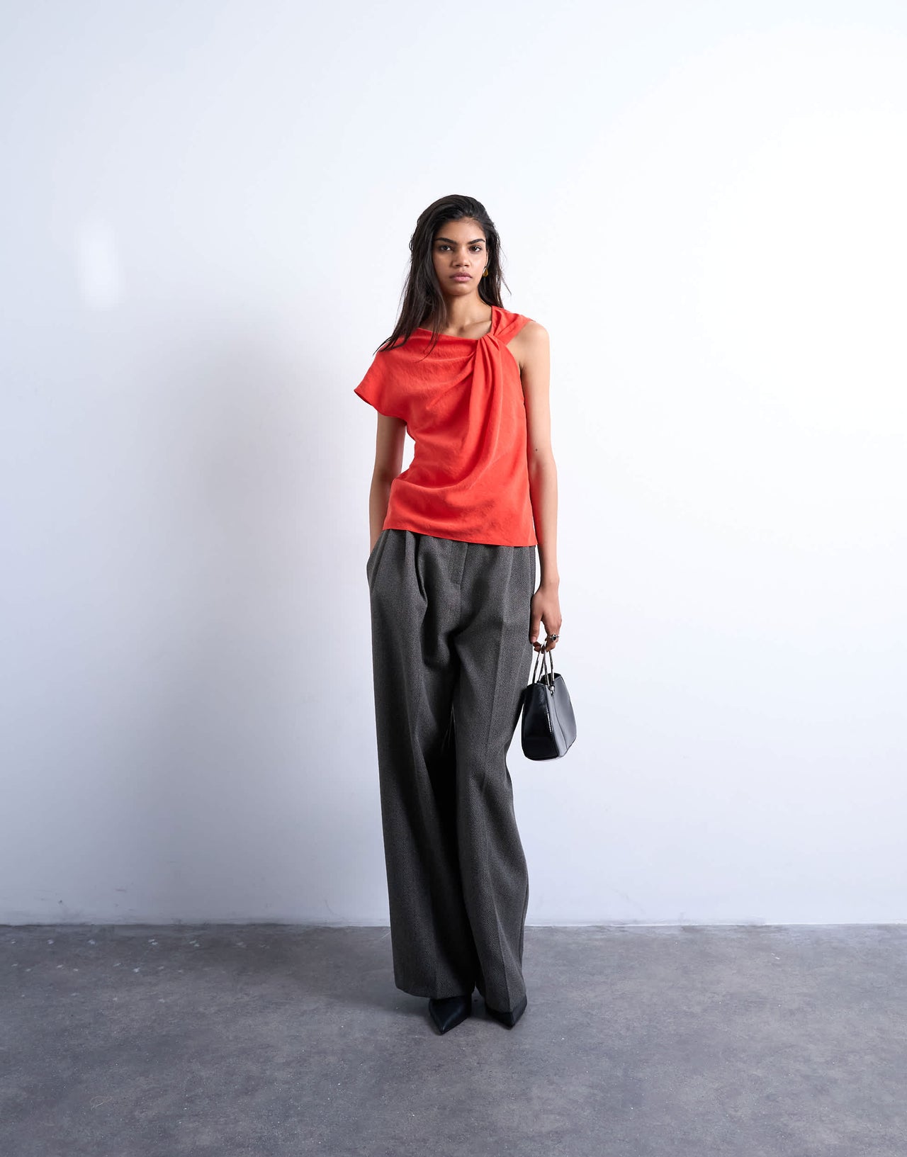 Topshop super soft cupro knot detail top in red