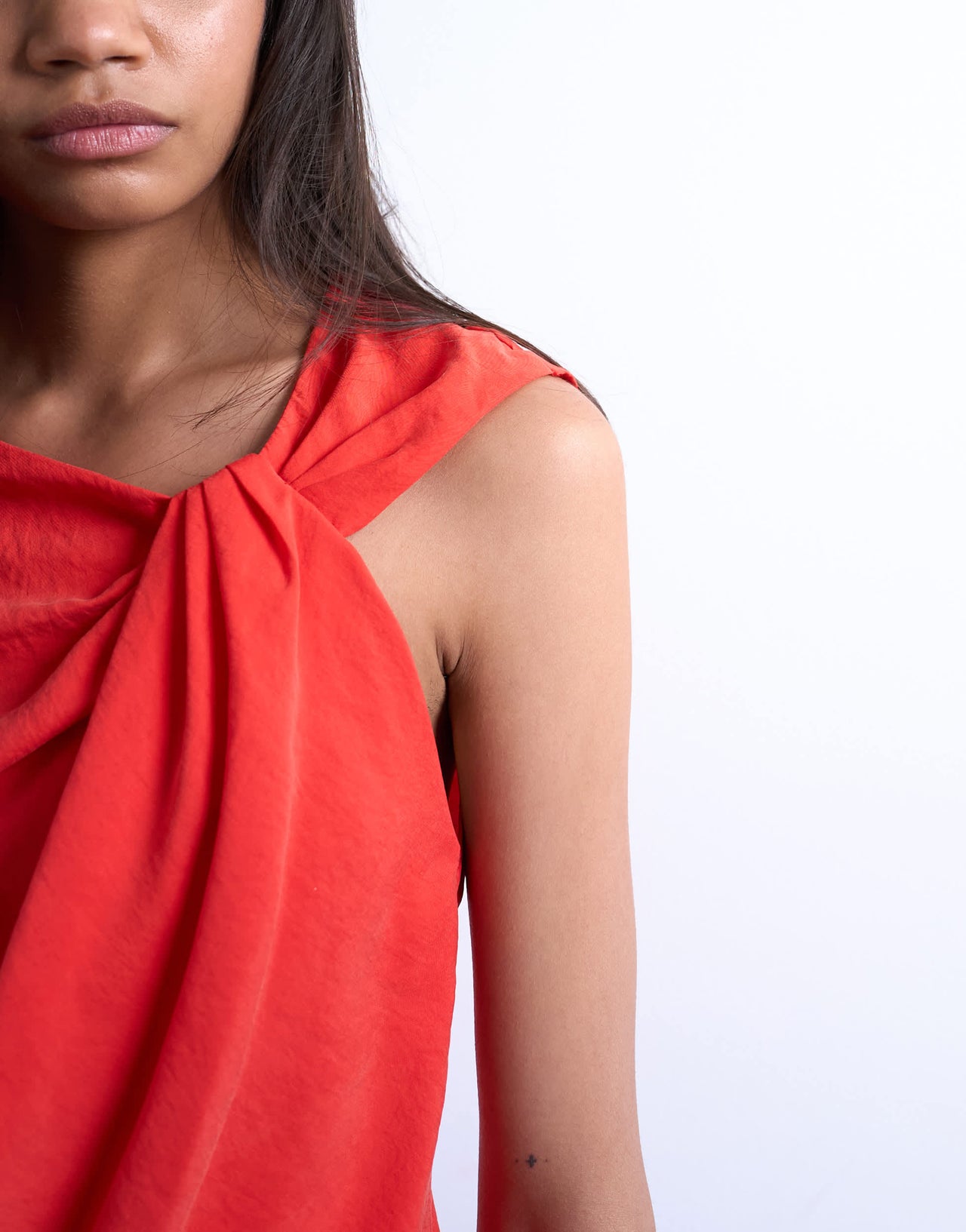 Topshop super soft cupro knot detail top in red