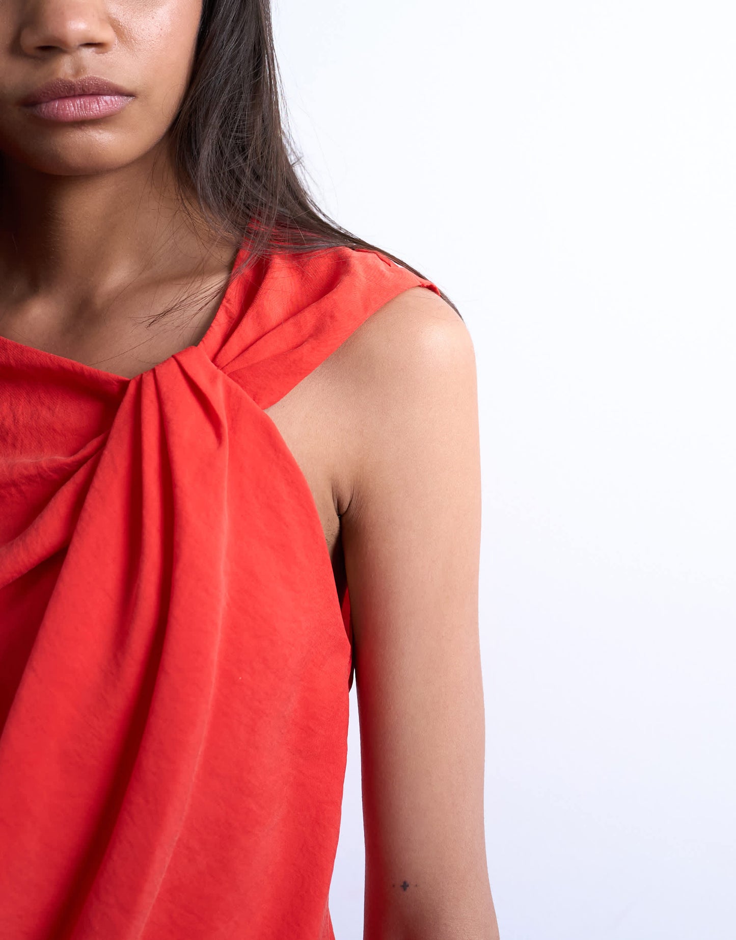 Topshop super soft cupro knot detail top in red