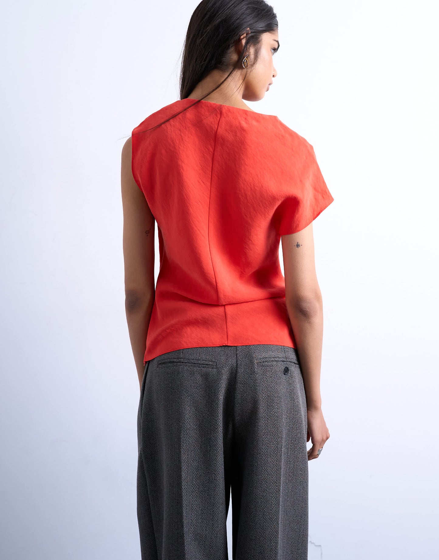 Topshop super soft cupro knot detail top in red