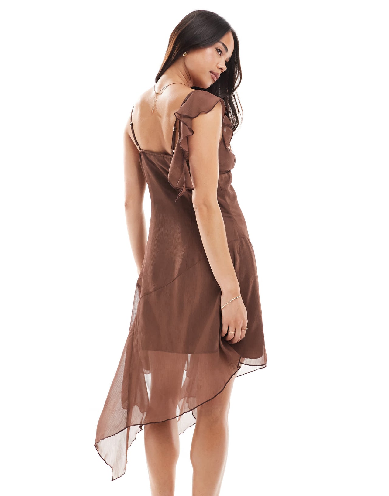 ASOS DESIGN chiffon asym hem midi dress in paisley print