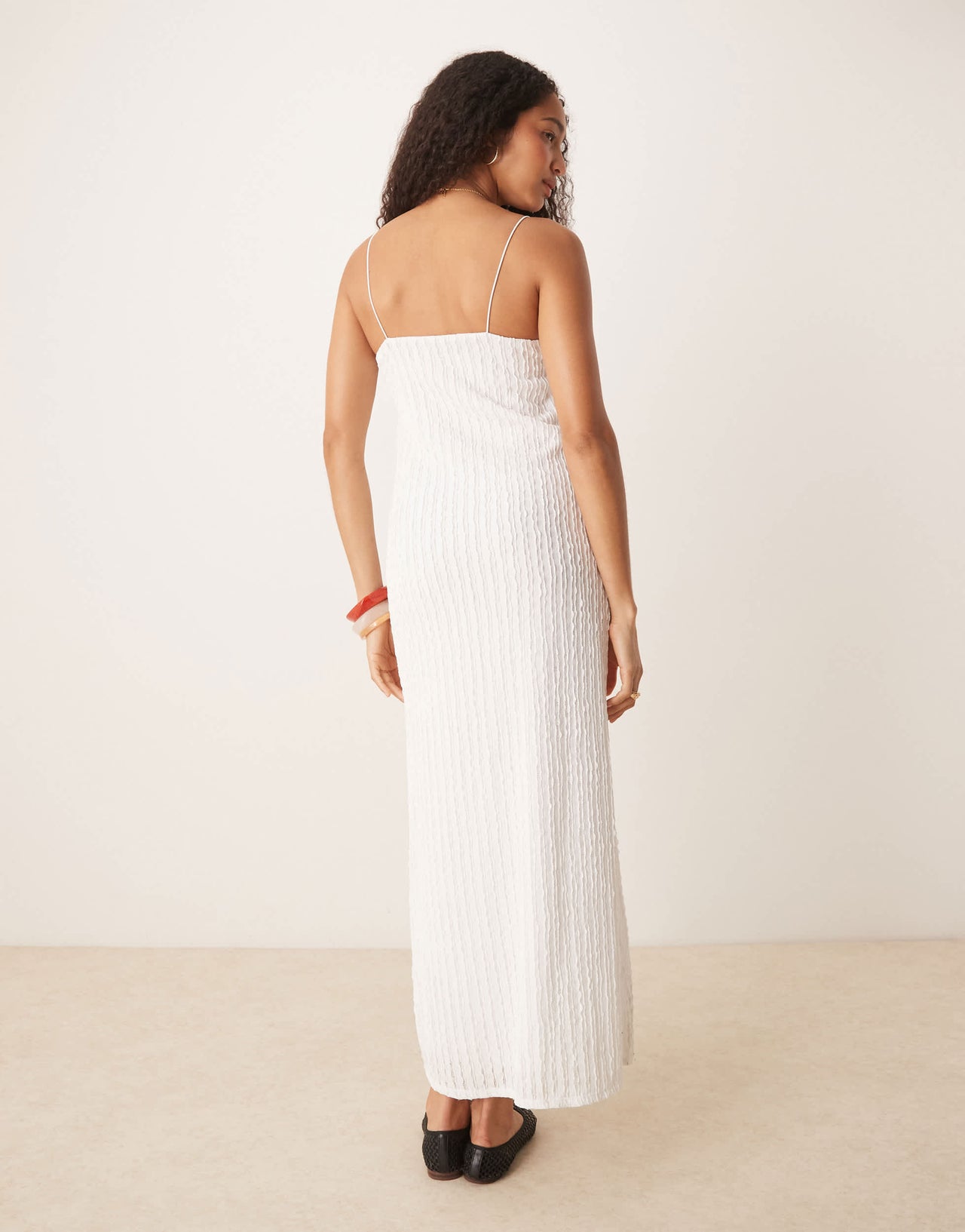 ASOS DESIGN textured cami midi dress in white