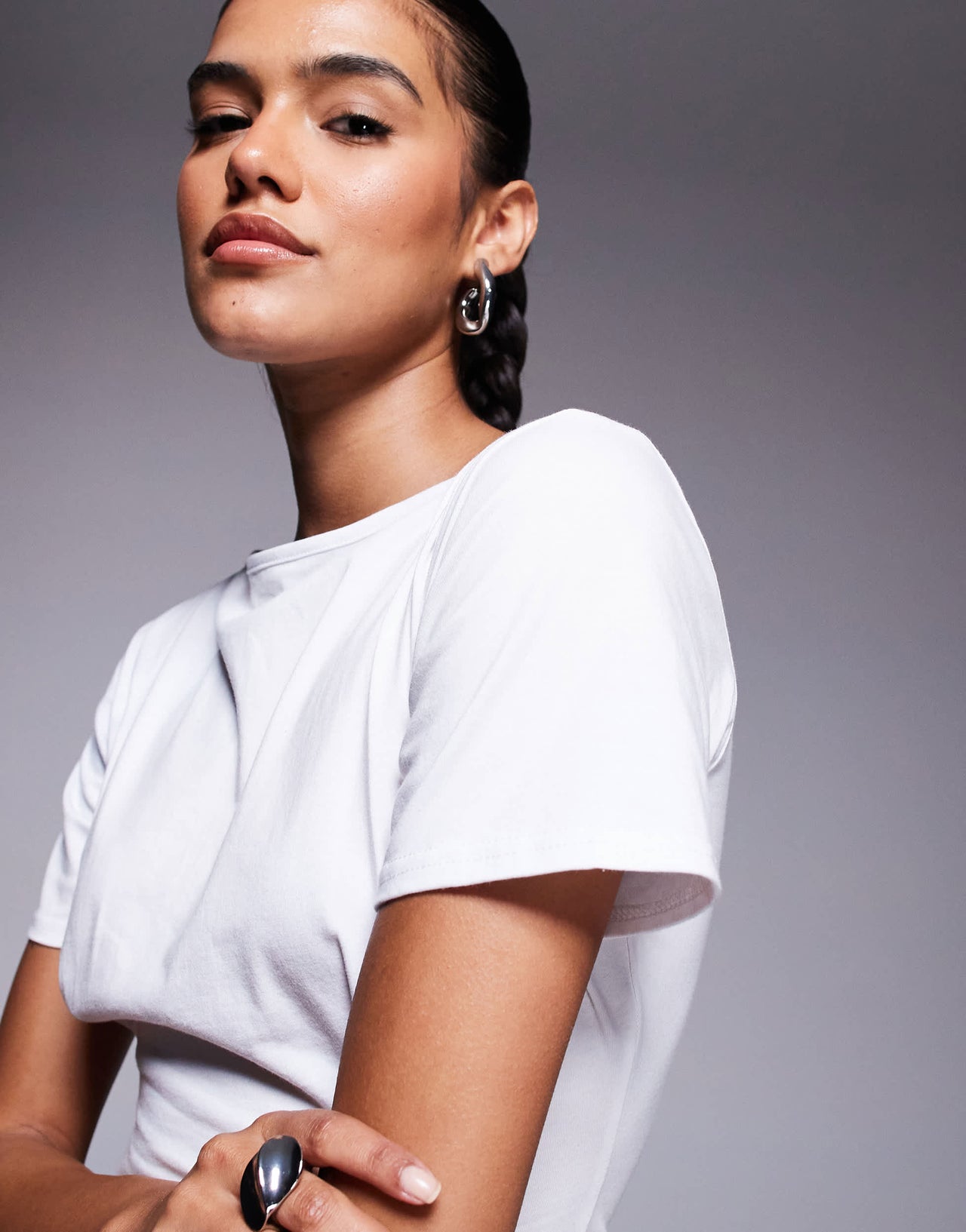 Fashionkilla exclusive cotton cinch front t-shirt in white