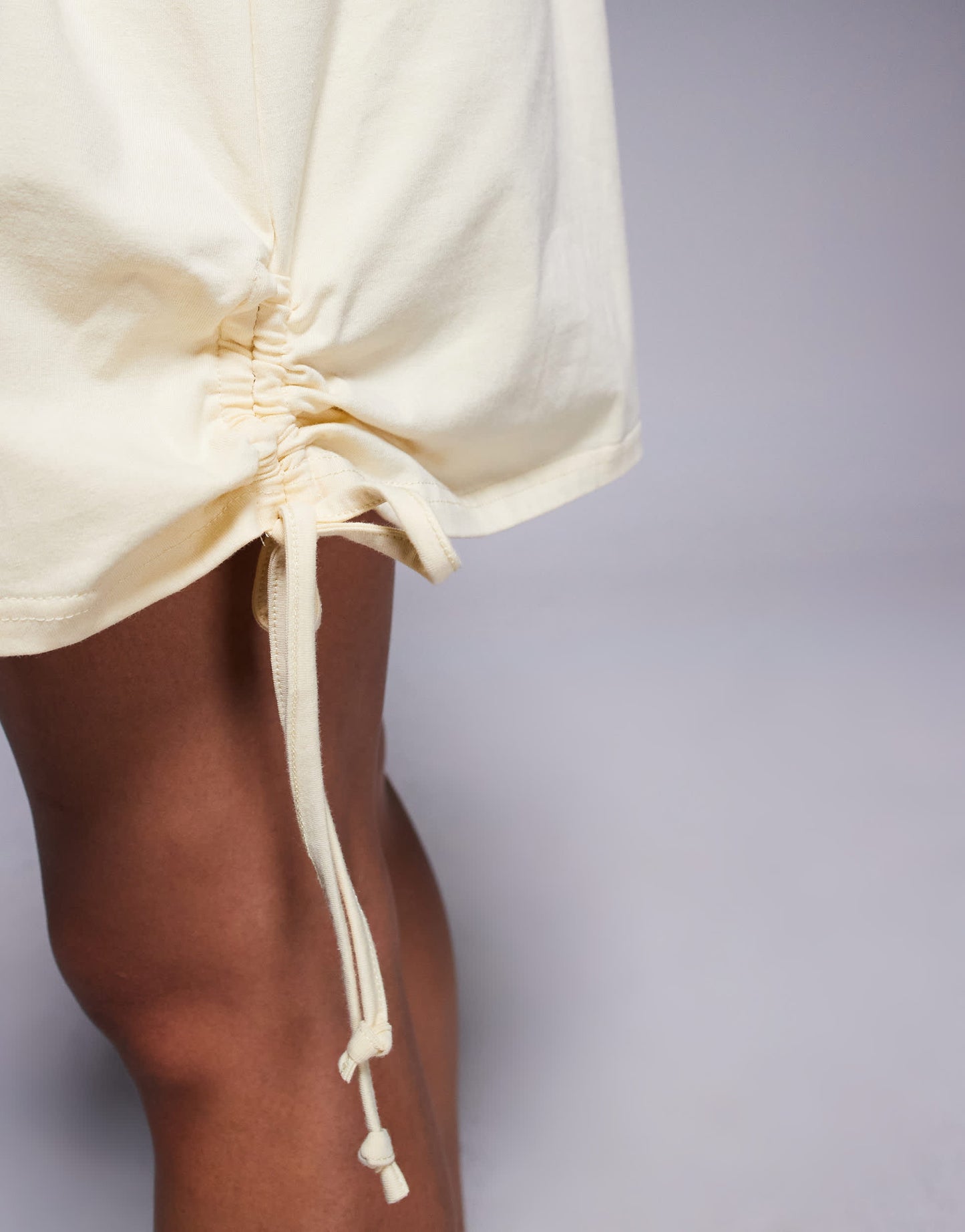 Fashionkilla exclusive cotton ruched tie side mini t-shirt dress in yellow