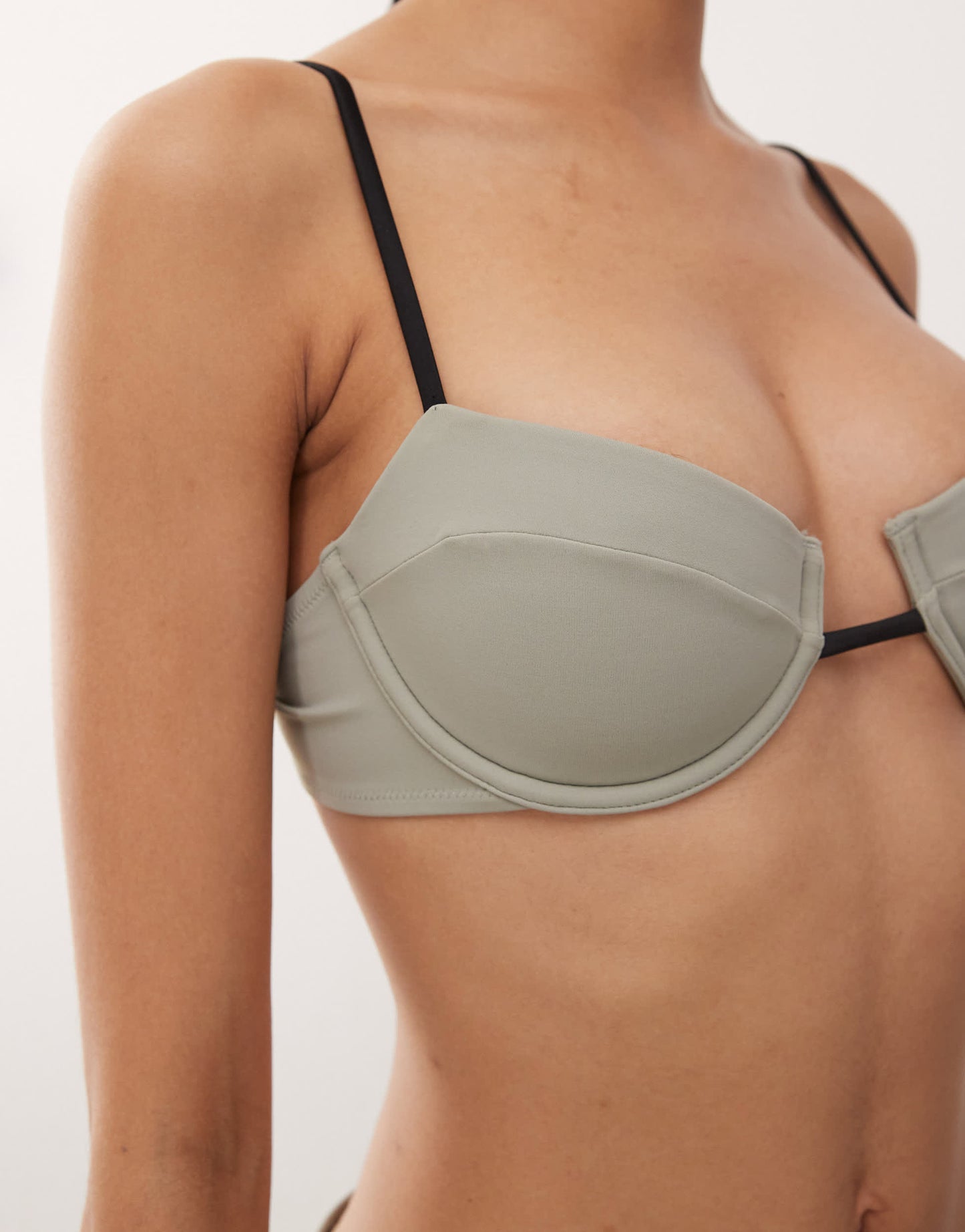 Monki underwire bikini top in khaki