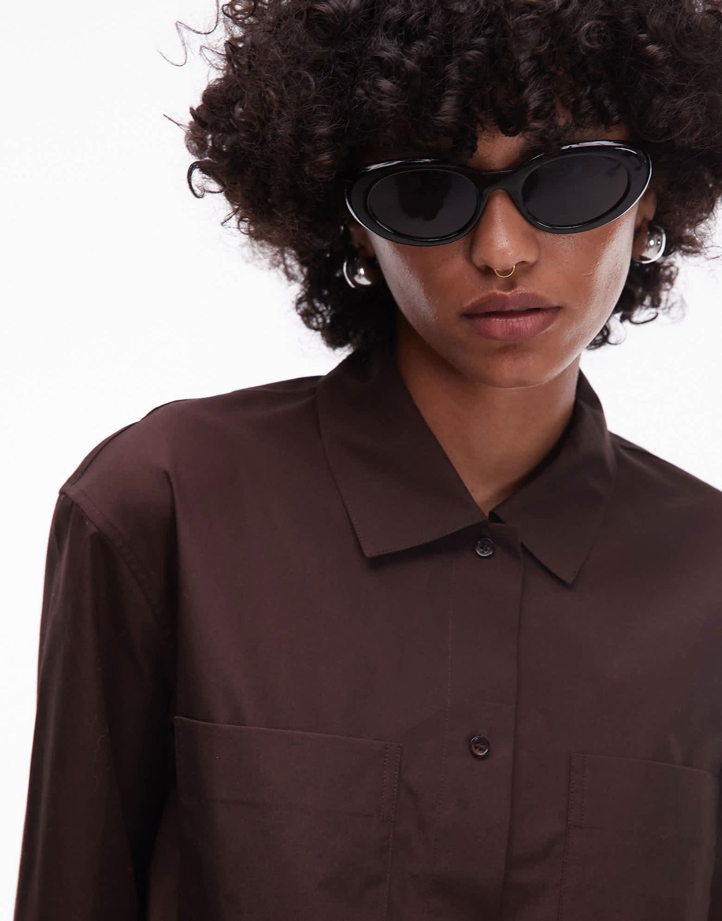ARKET pure cotton cropped blouson jacket in brown