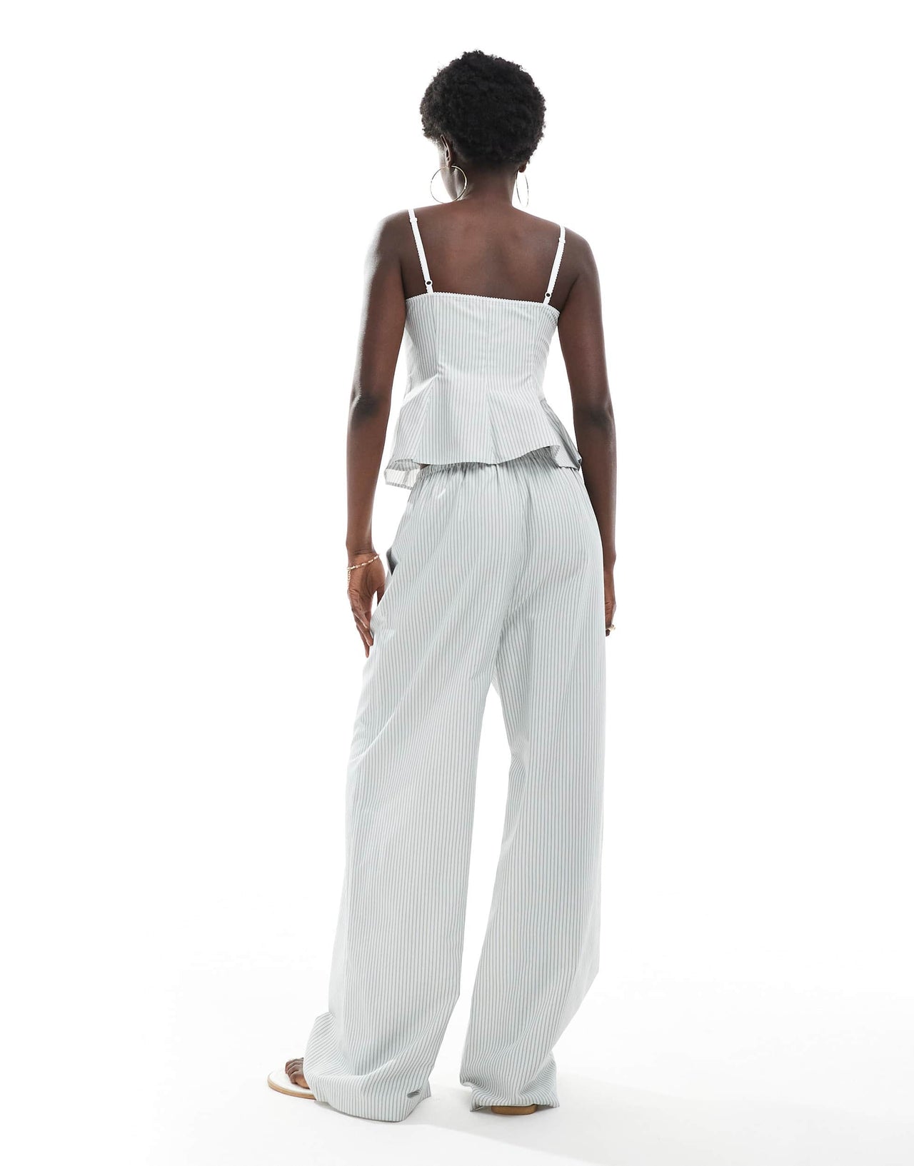 ASOS DESIGN tie waist co-ord trouser in stripe