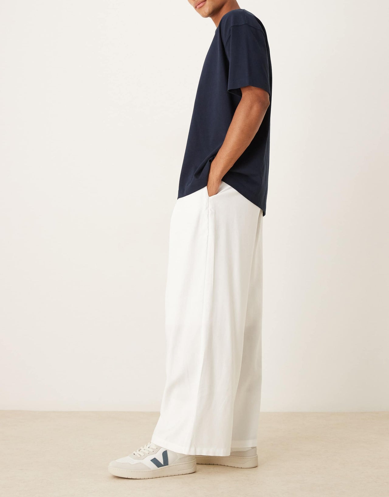 ASOS DESIGN loose fit trousers with deep pleat detail in white